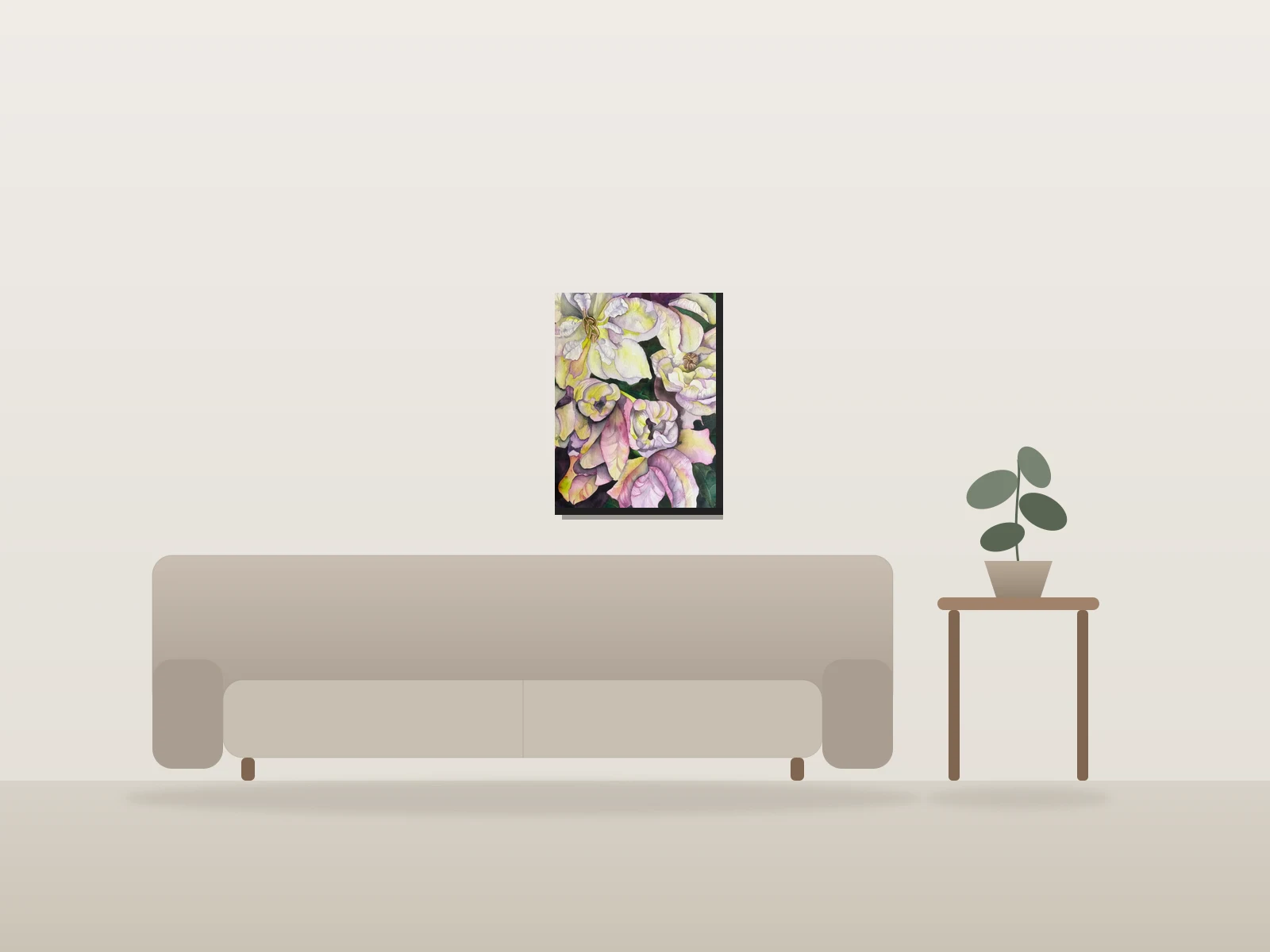 Bevy of beauties by Mary Lyn shown to scale in a room
