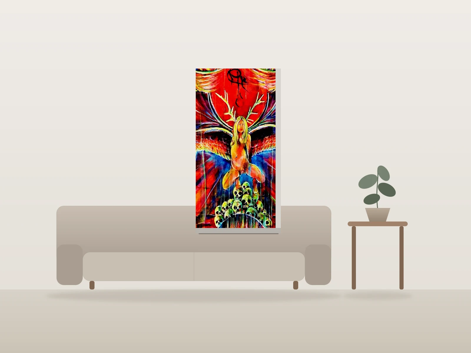 " Winged Ascension " by Todd M .Sullivan shown to scale in a room