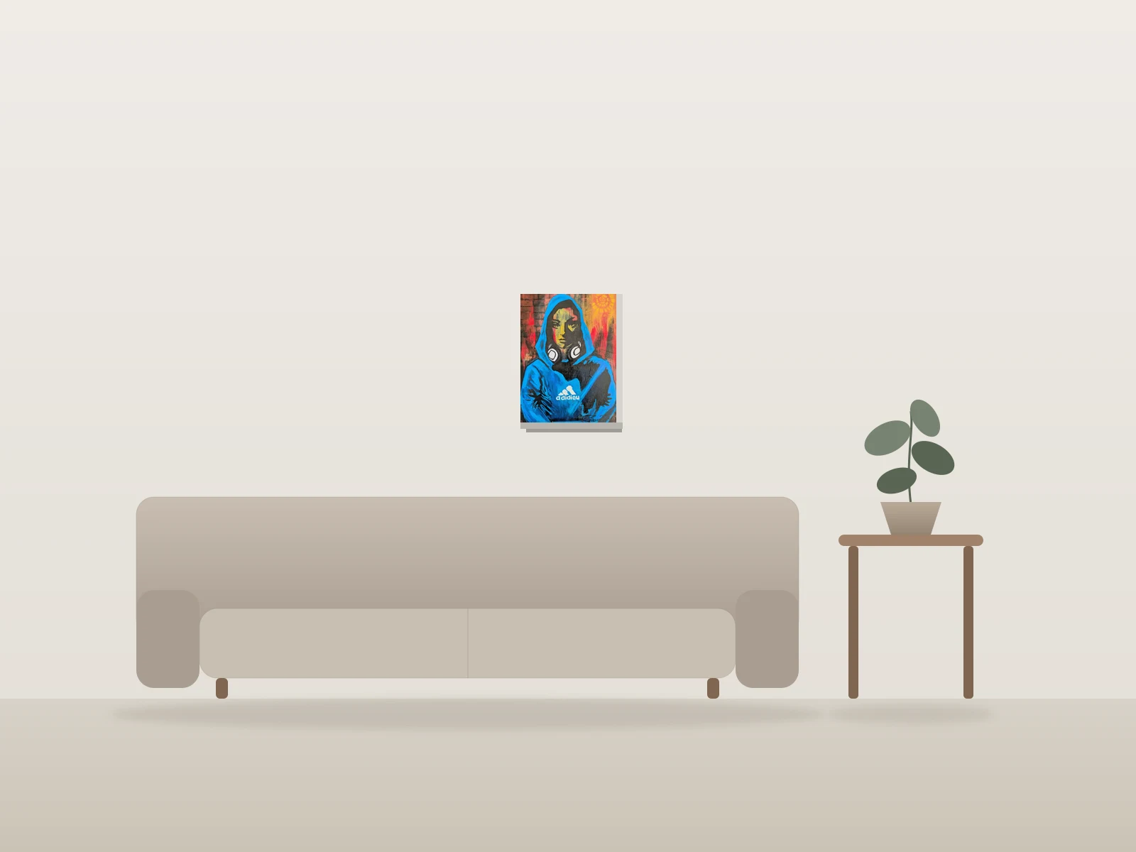 Adidieu by Patjalbertartiste shown to scale in a room