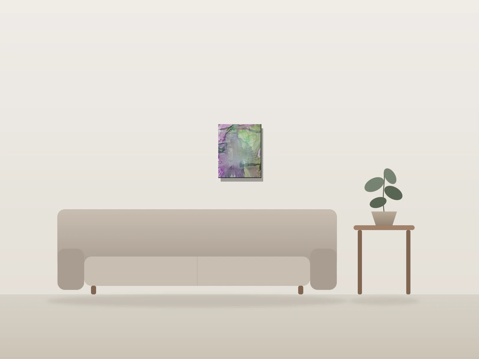 La silhouette by Danielle Dussault shown to scale in a room