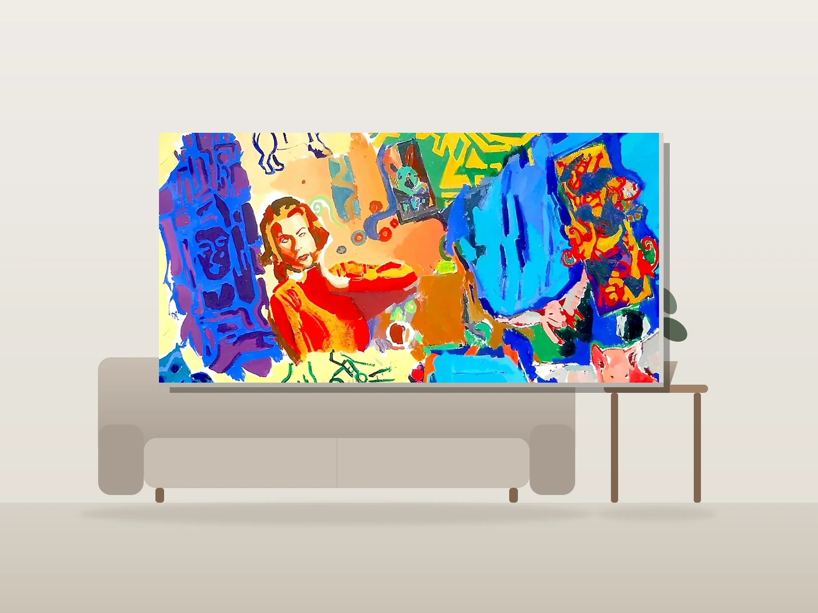 Multimedia par Artofmiles présentée à l'échelle dans une pièce