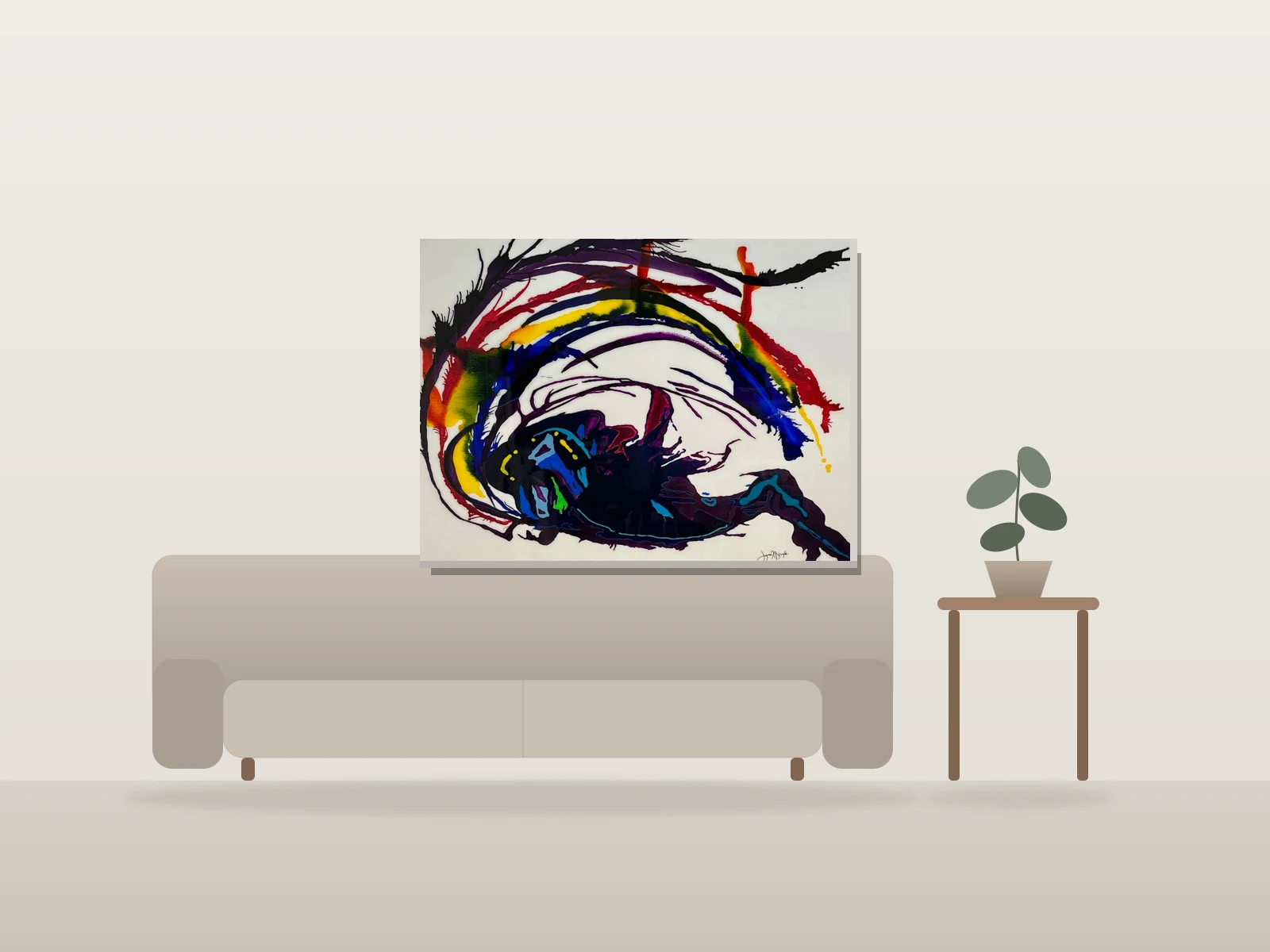 Percee by Jason Misurka shown to scale in a room