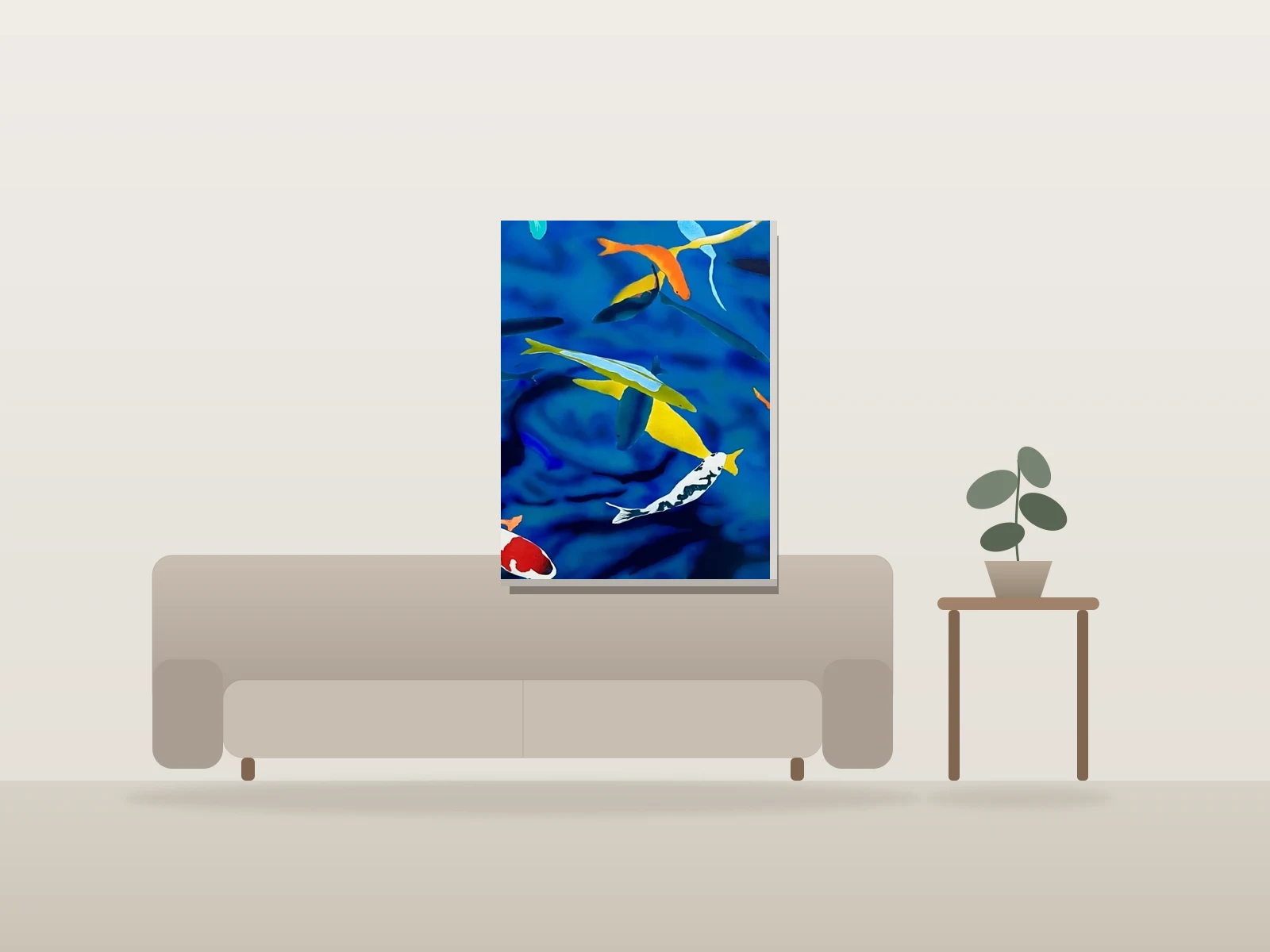 Bleu Aquatique by Jason Misurka shown to scale in a room