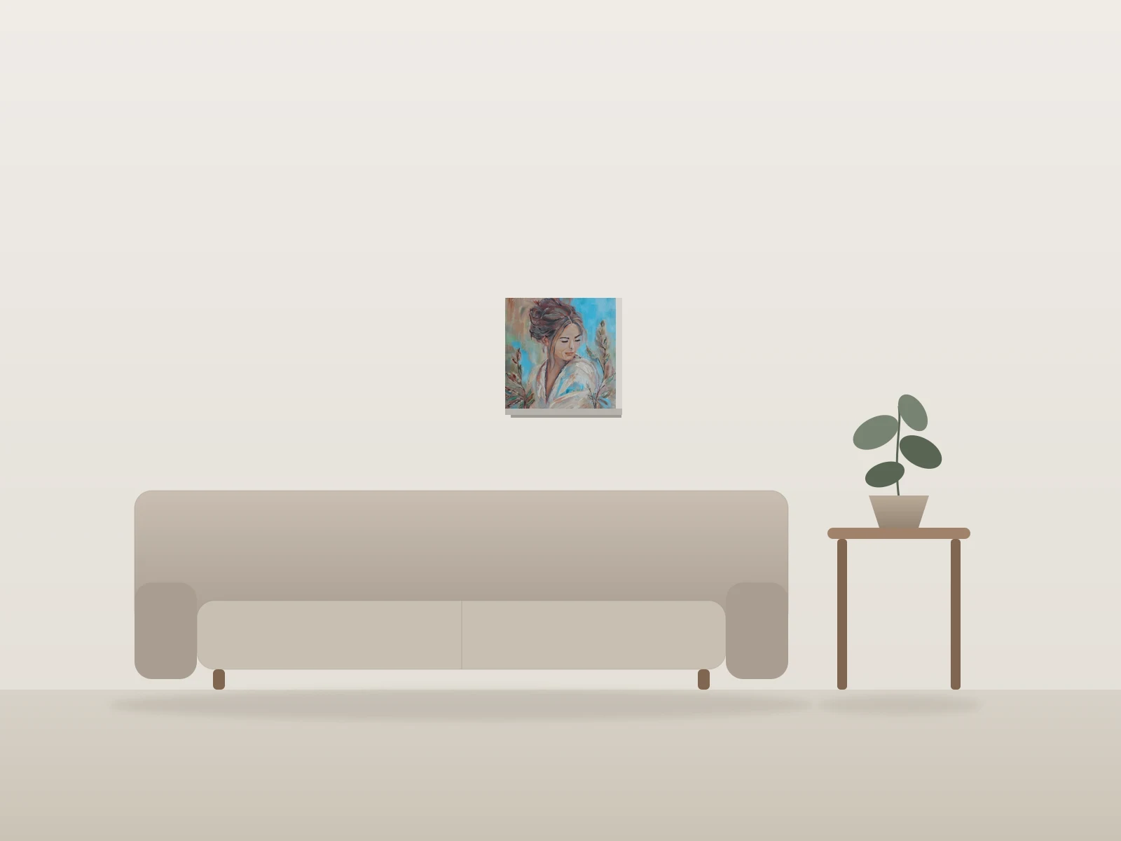 Douceur printanière by Les peintures à Lulu shown to scale in a room