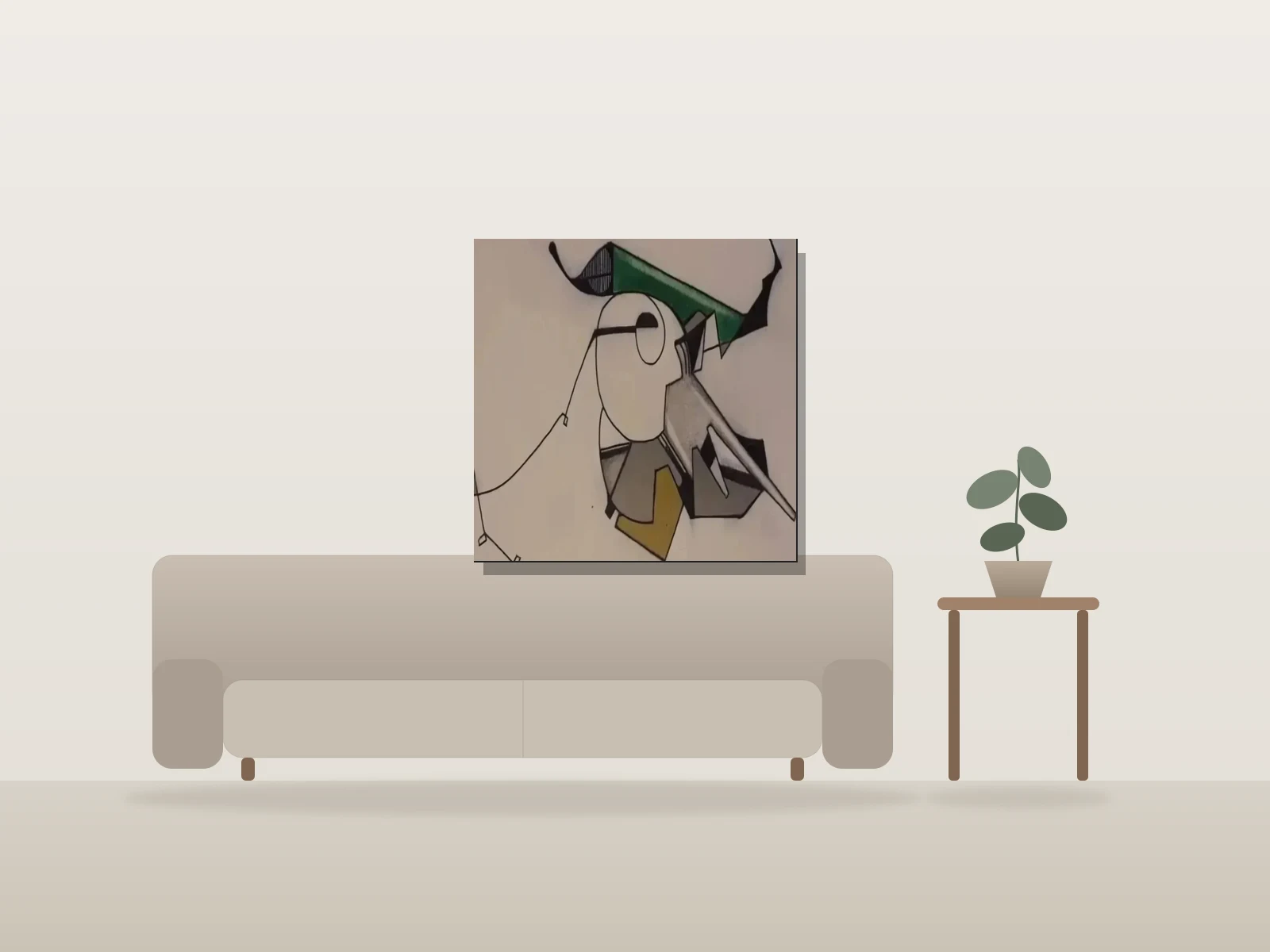 Artifical Intelligence by Mike Ojeda Garibay shown to scale in a room
