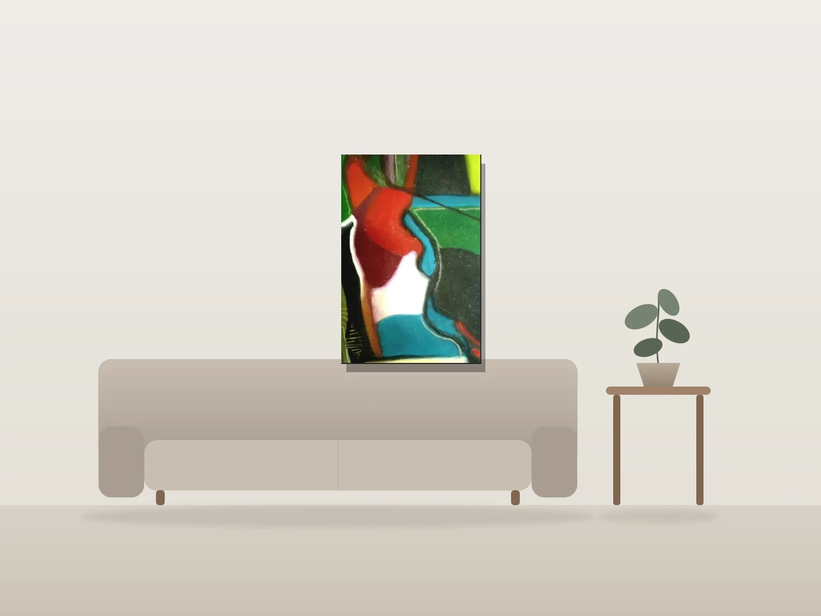 Coloring Love by Mike Ojeda Garibay shown to scale in a room