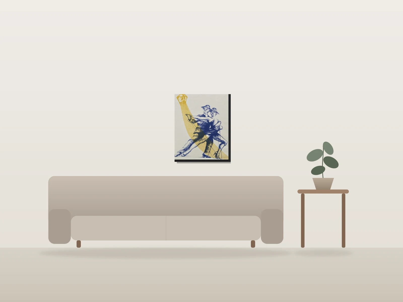 Tango by Gloria Martínez shown to scale in a room