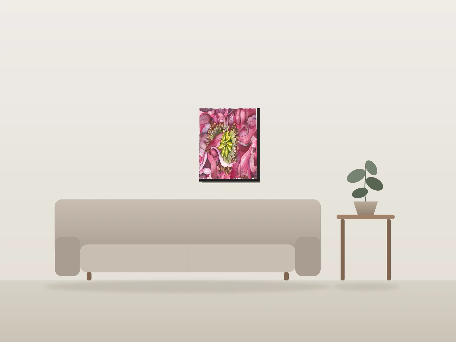 Queens Gift by Mary Lyn shown to scale in a room