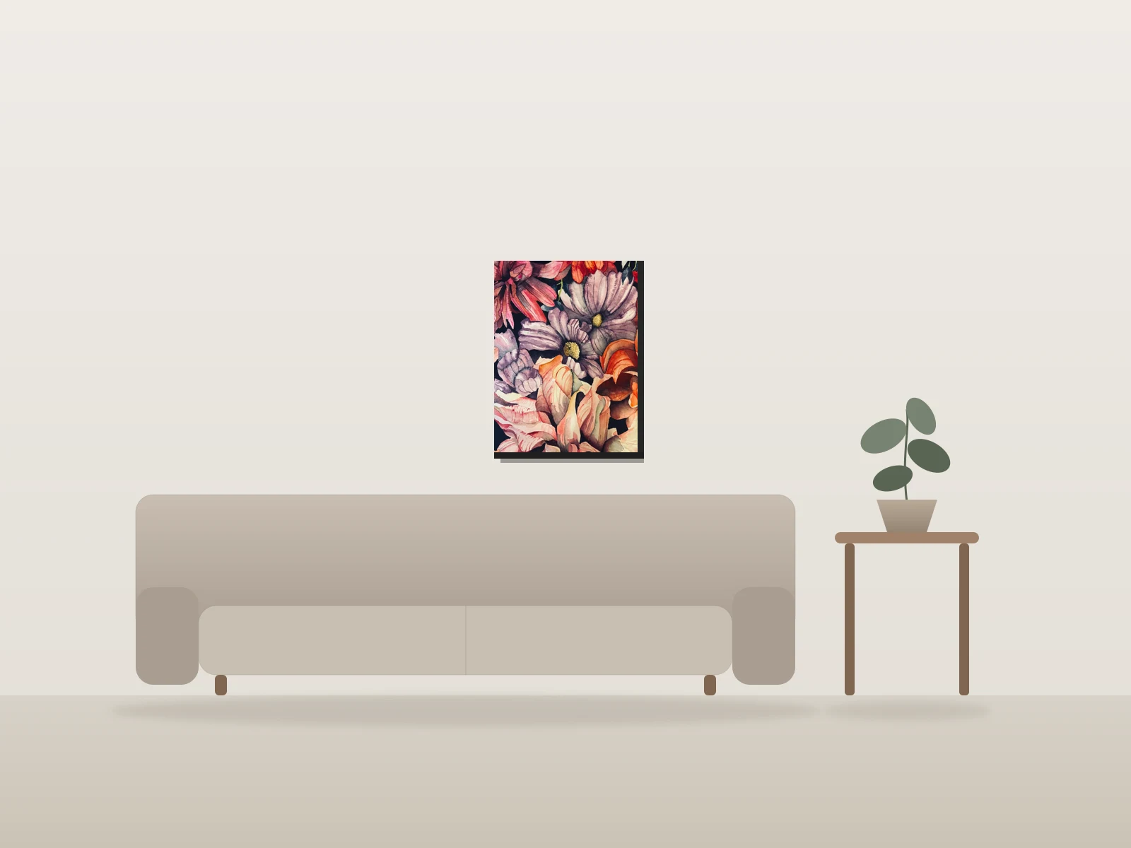 Party Line by Mary Lyn shown to scale in a room