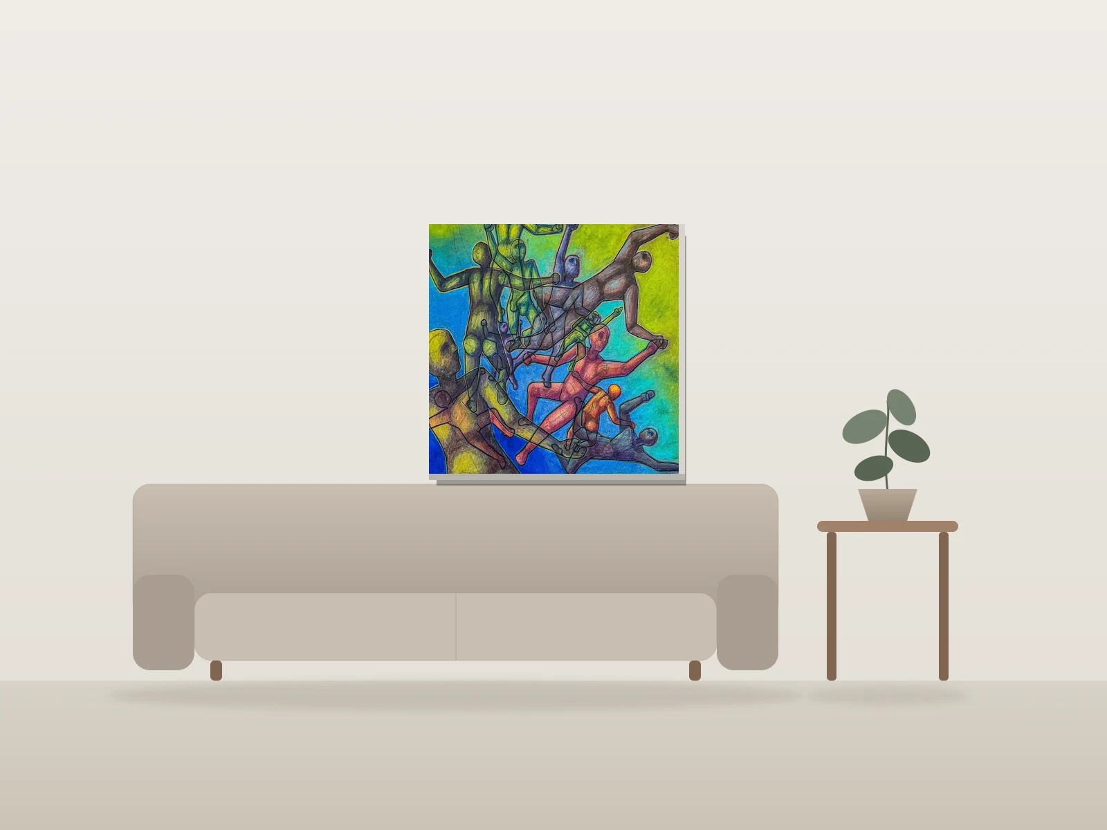 12 Corps by Scarlett Weissman shown to scale in a room