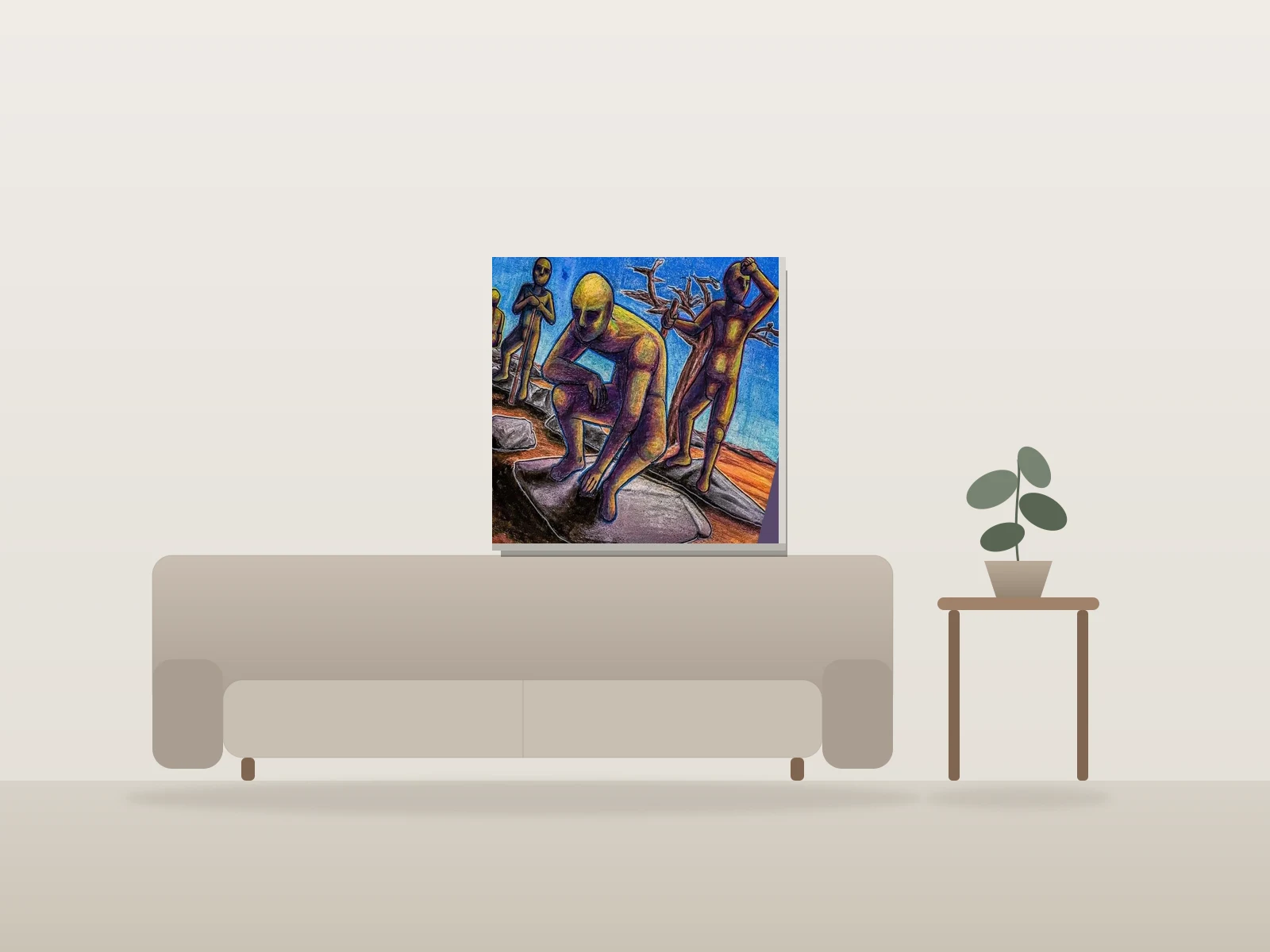 Repos by Scarlett Weissman shown to scale in a room
