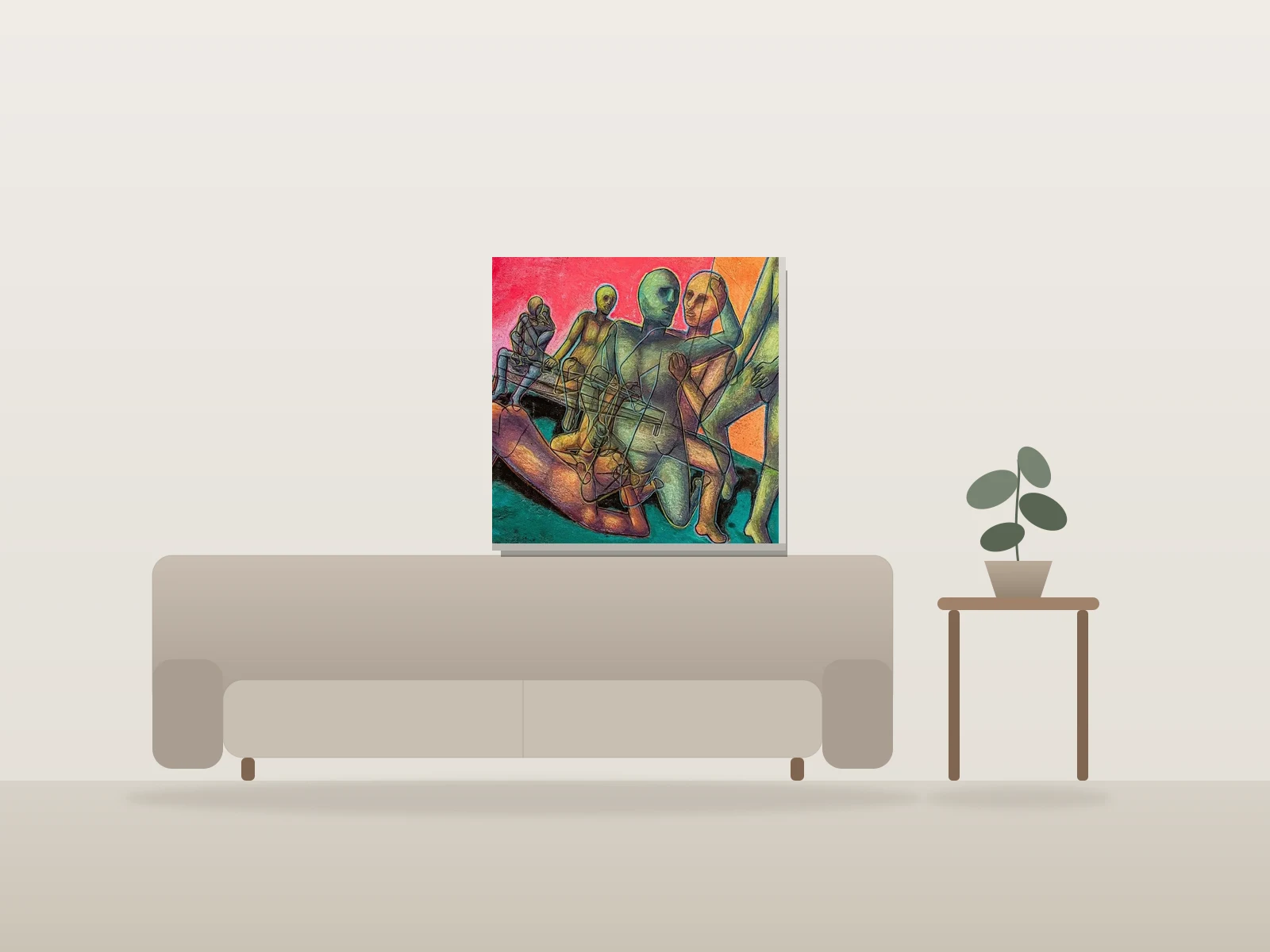 Orgie by Scarlett Weissman shown to scale in a room