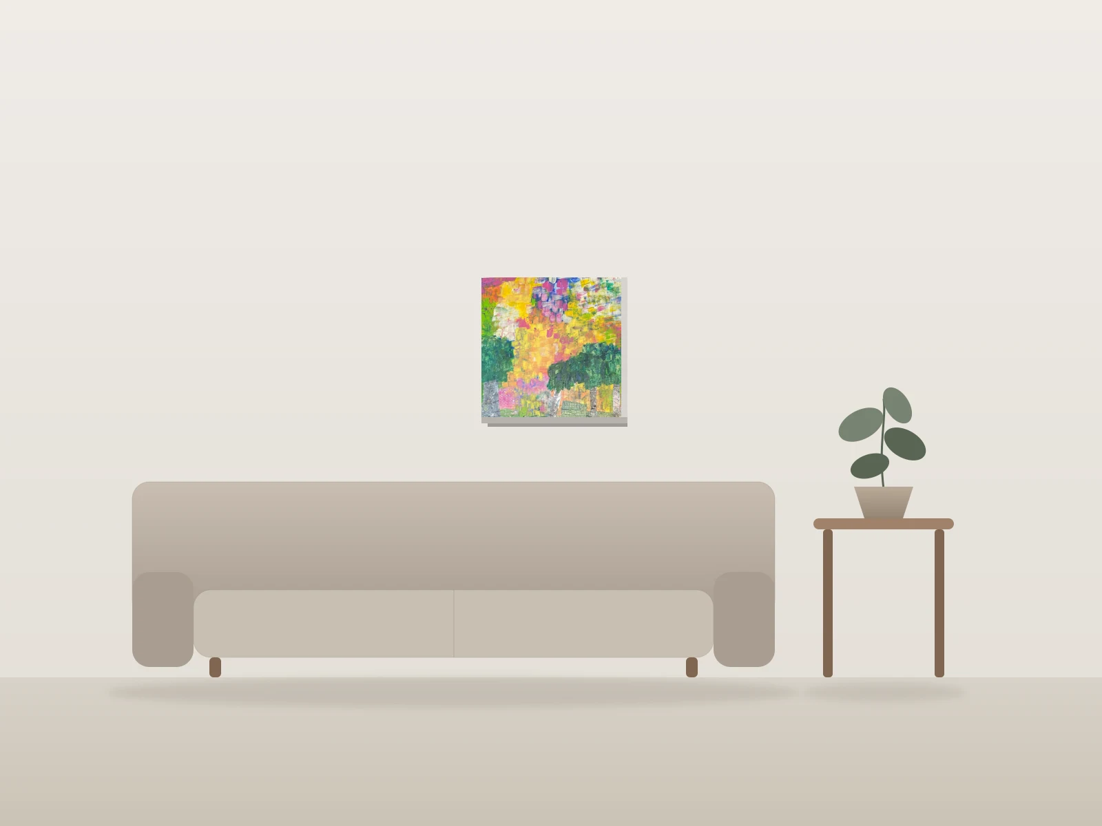 “La foret enchantée” by Renee Poirier shown to scale in a room
