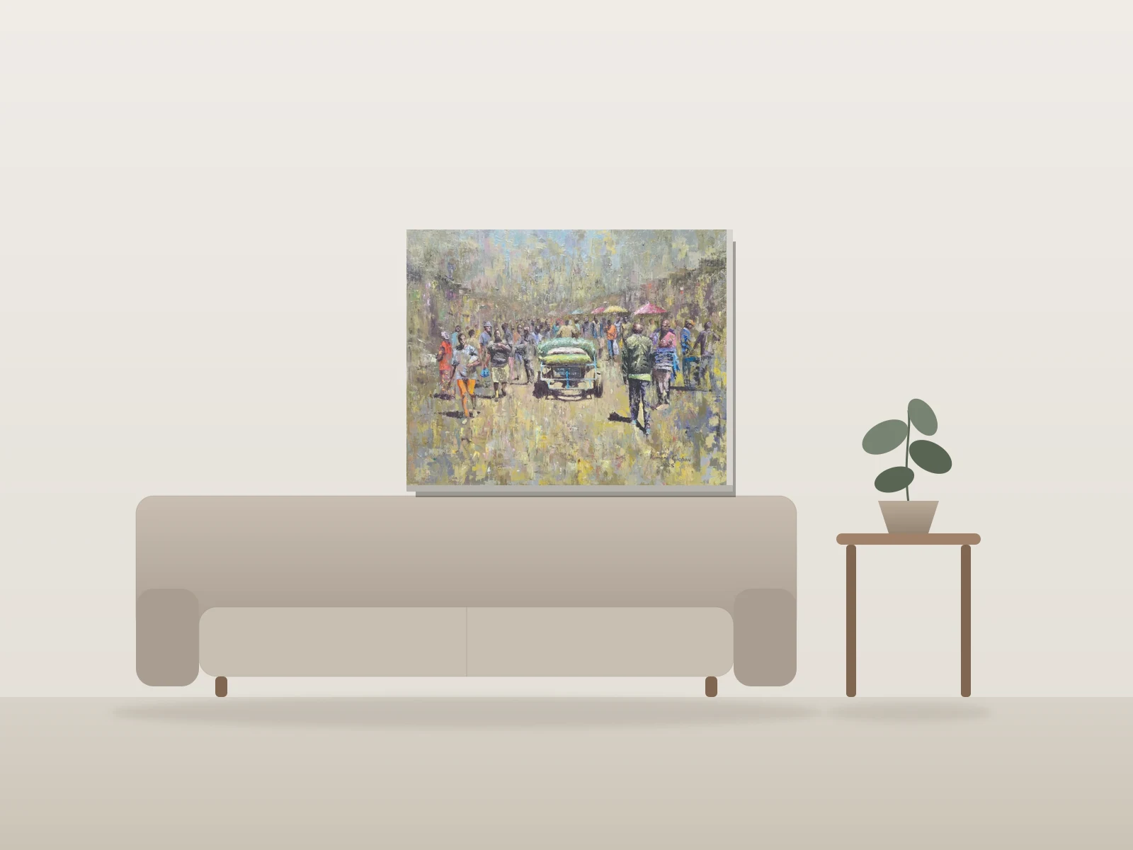 Market Day by Kimani Gichau shown to scale in a room