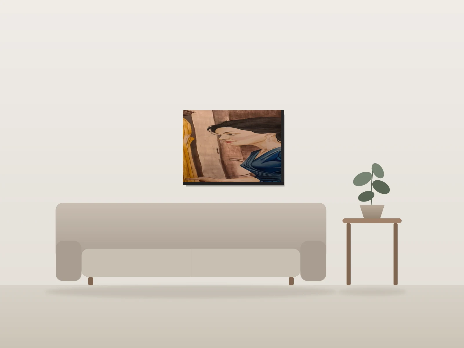 Self Portrait by Lily shown to scale in a room