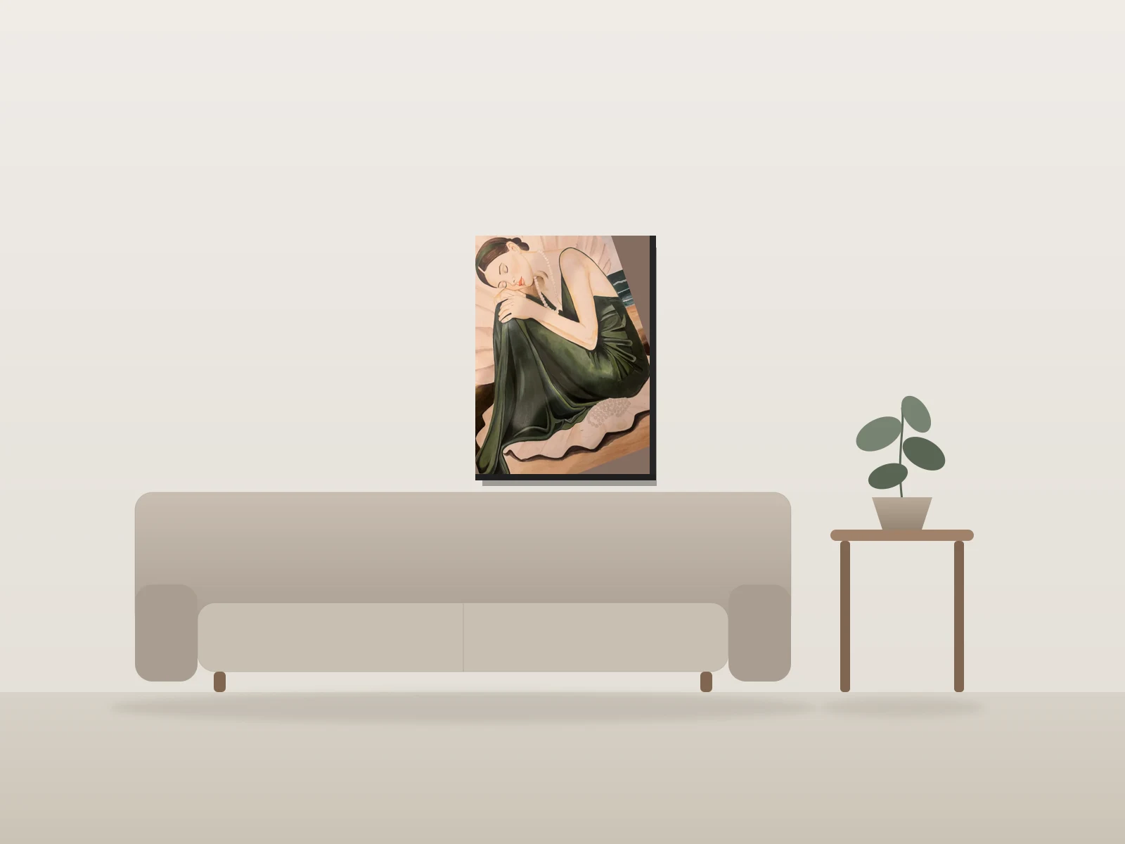 Mother of Pearls by Lily shown to scale in a room