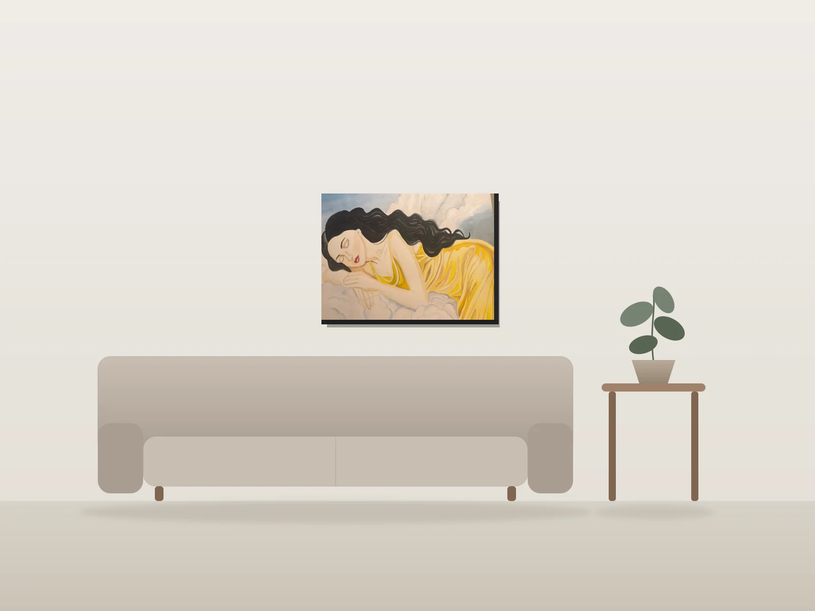 The Dreamer by Lily shown to scale in a room