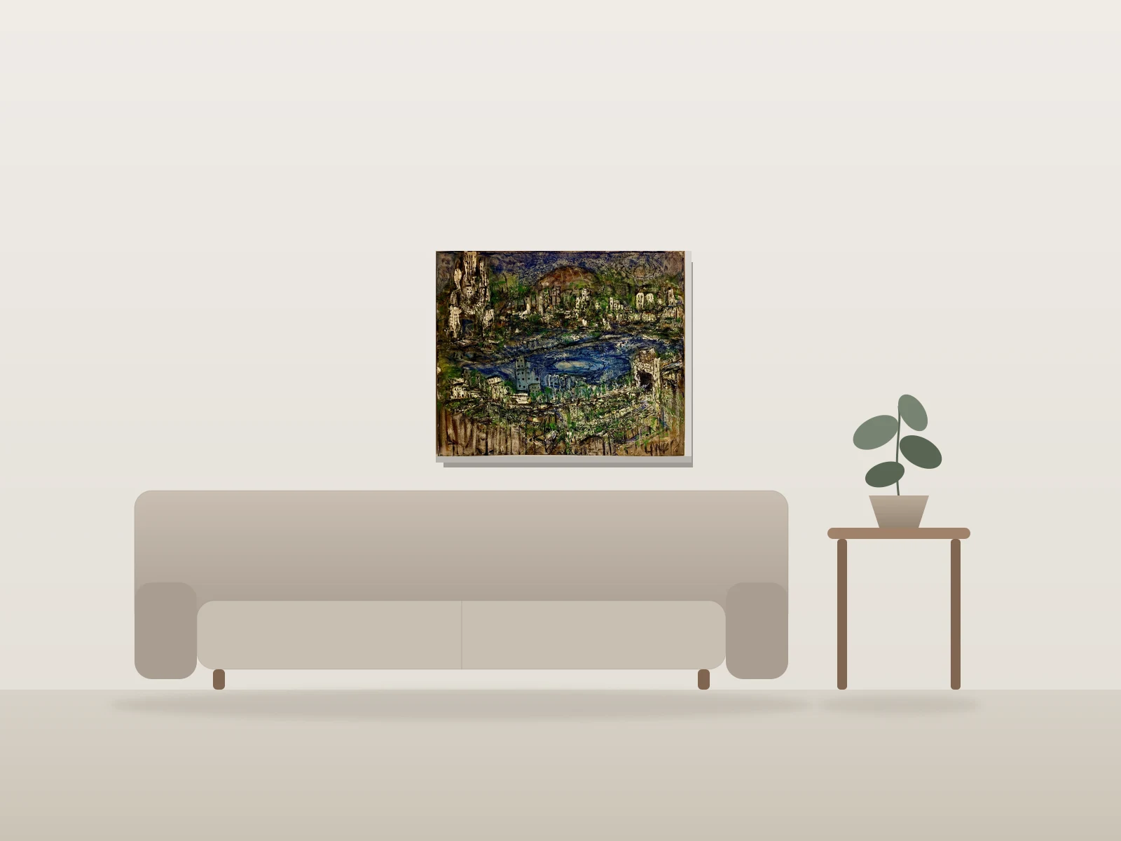 Le Bassin by city shown to scale in a room