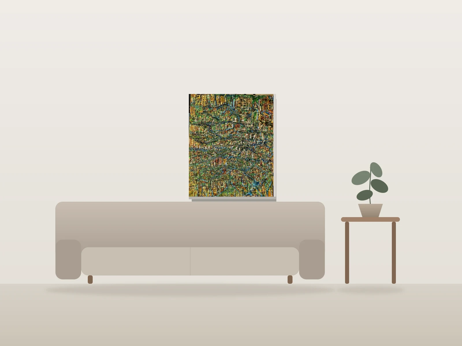 Authenticity by city shown to scale in a room