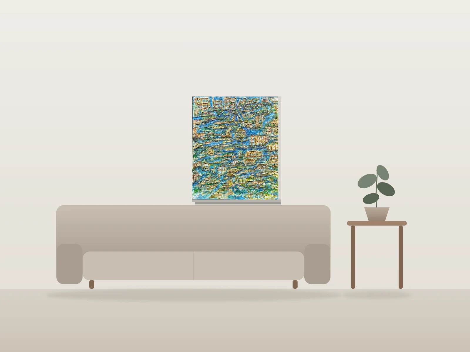 La City des plaisirs by city shown to scale in a room