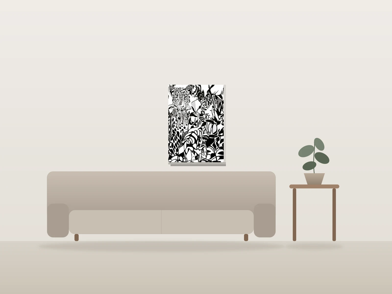 Le Silence des jaguars by Ramona Marquez-Ramraj shown to scale in a room