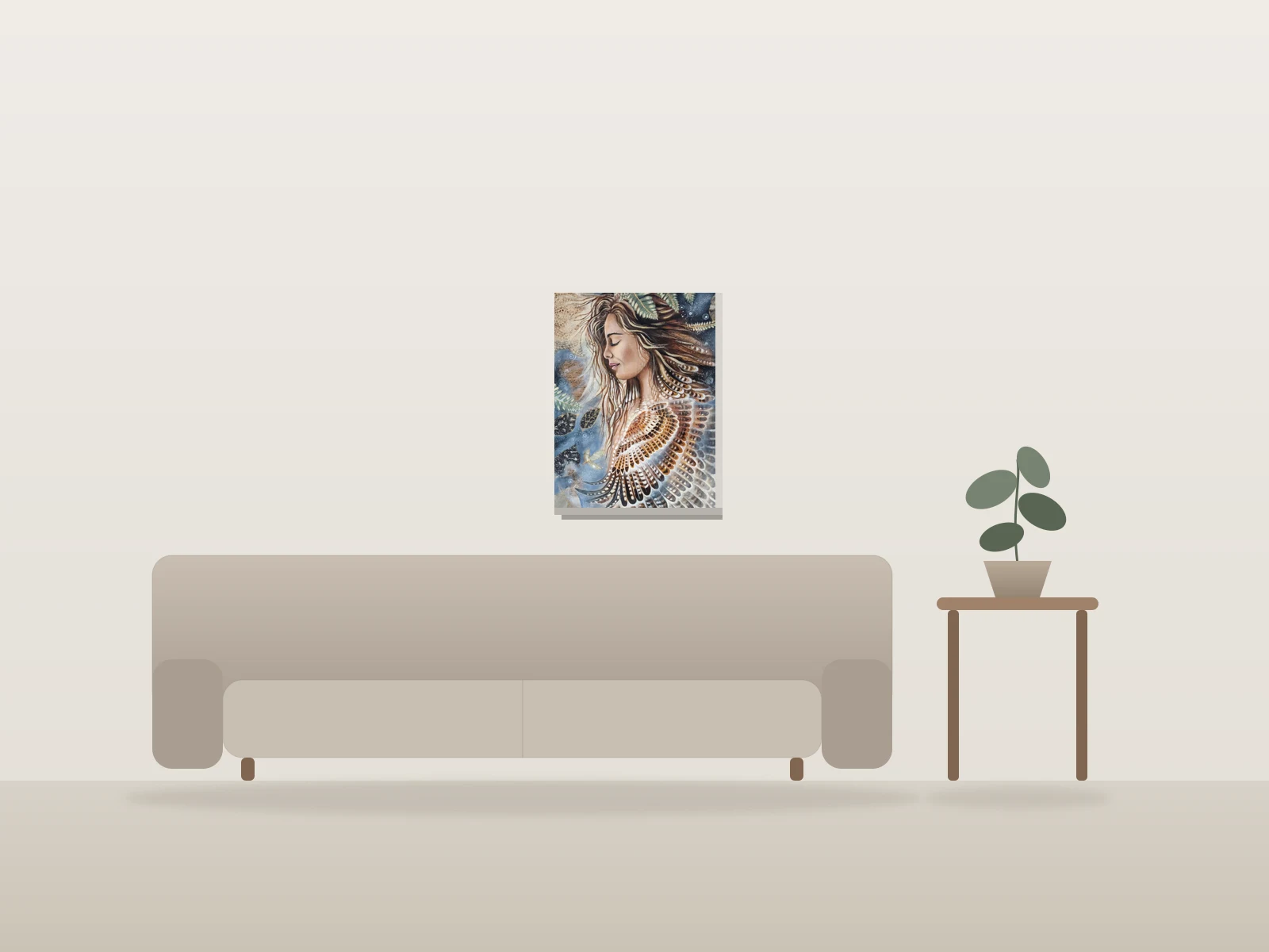 La guardienne by Julie O shown to scale in a room