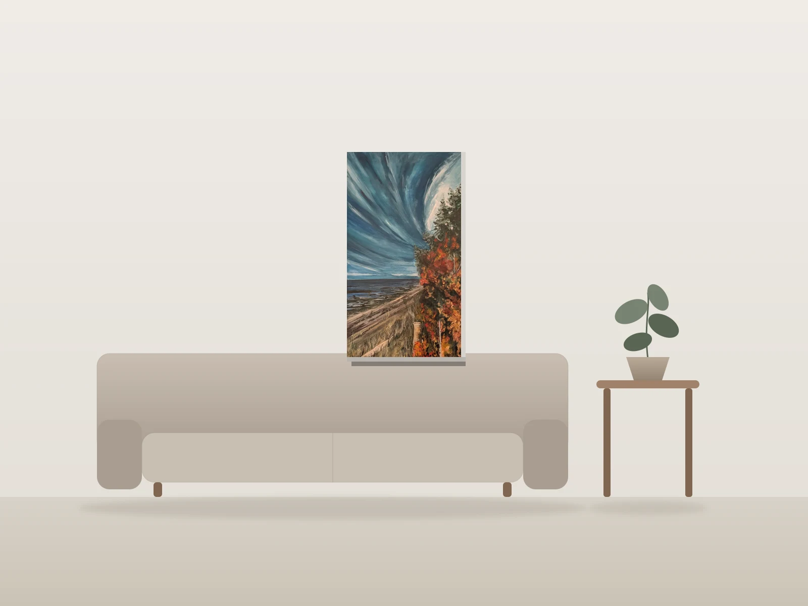 Axe Bleue by Elie shown to scale in a room