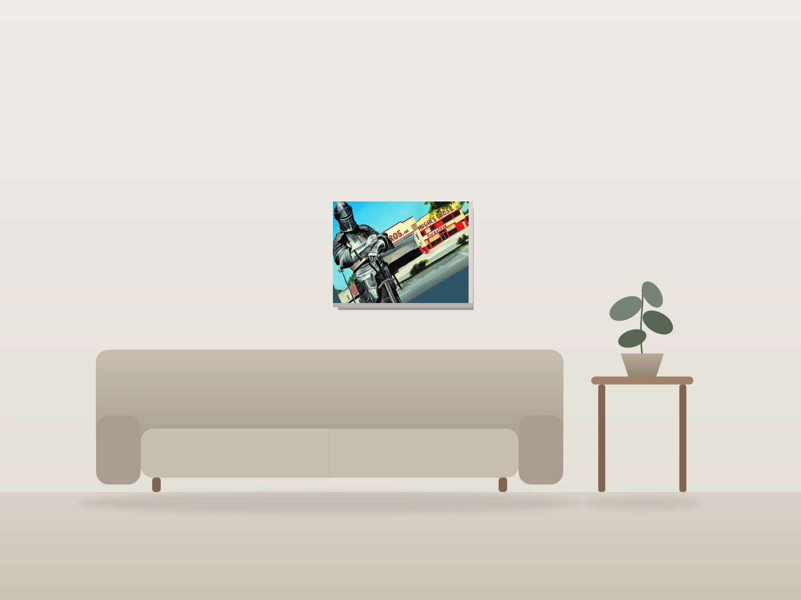 None Shall Pass by Frank Mayes Acme Aesthetics shown to scale in a room