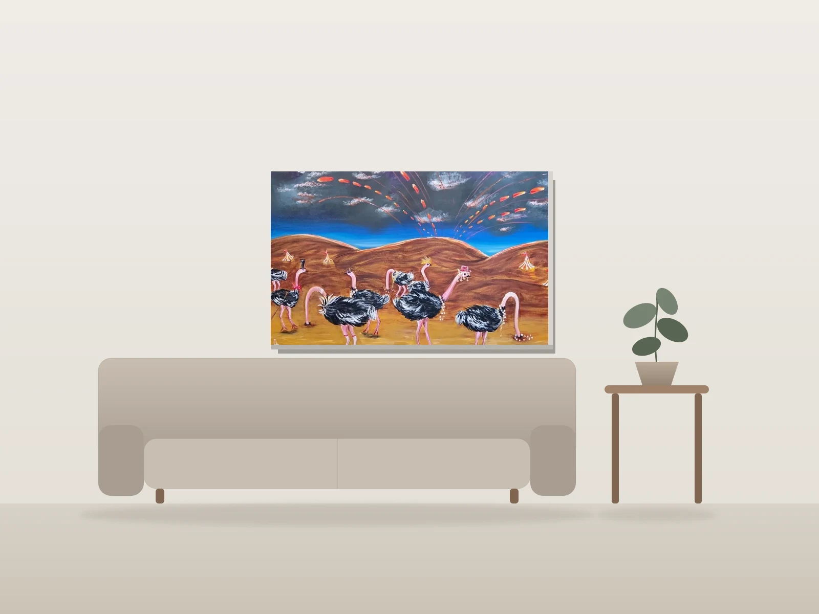 Quelle Guerre? by Priya Ylona Saibel shown to scale in a room