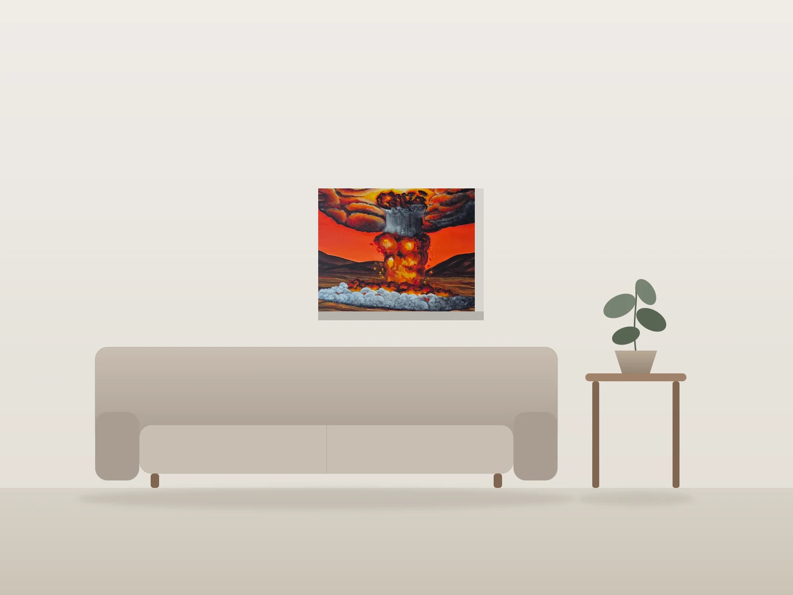 Interitus by Priya Ylona Saibel shown to scale in a room
