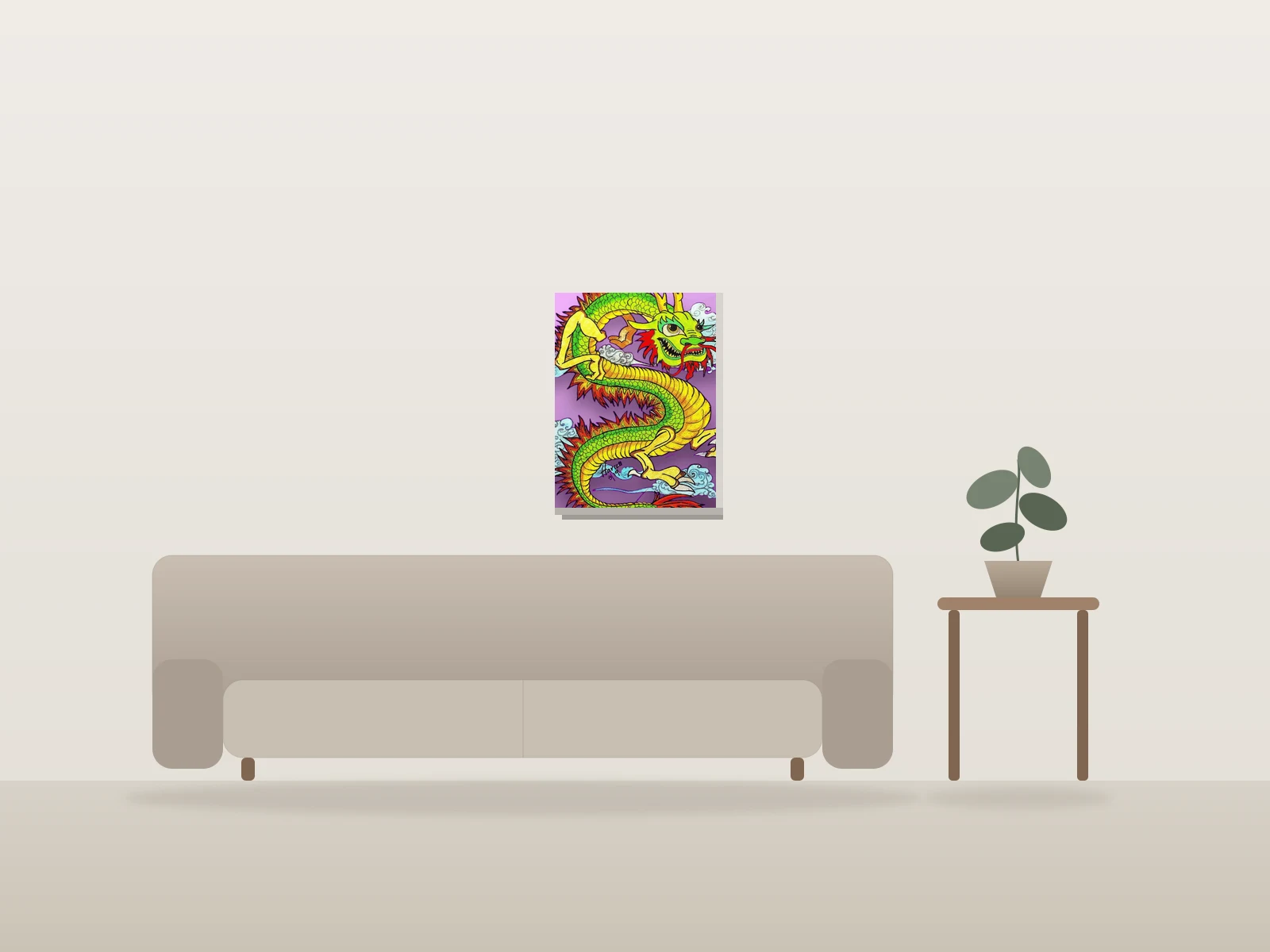 Good luck Dragon par Chefontherun présentée à l'échelle dans une pièce