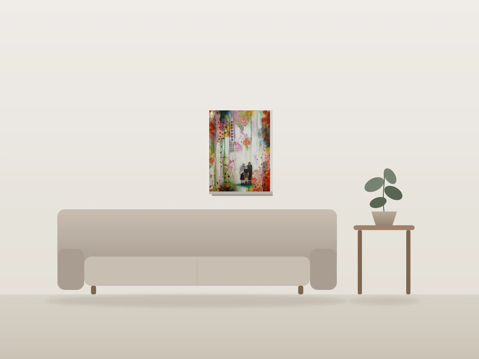 Les complices by Rachel.F. shown to scale in a room