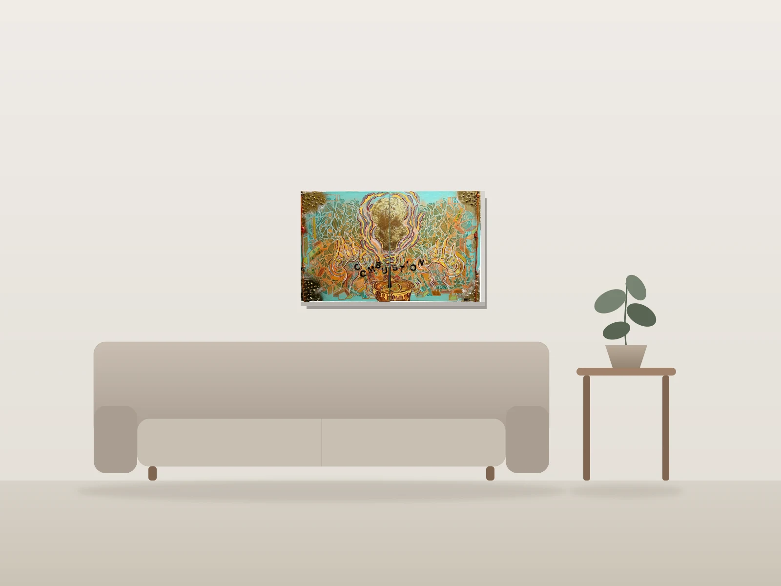 Combustion intérieur by May.L shown to scale in a room