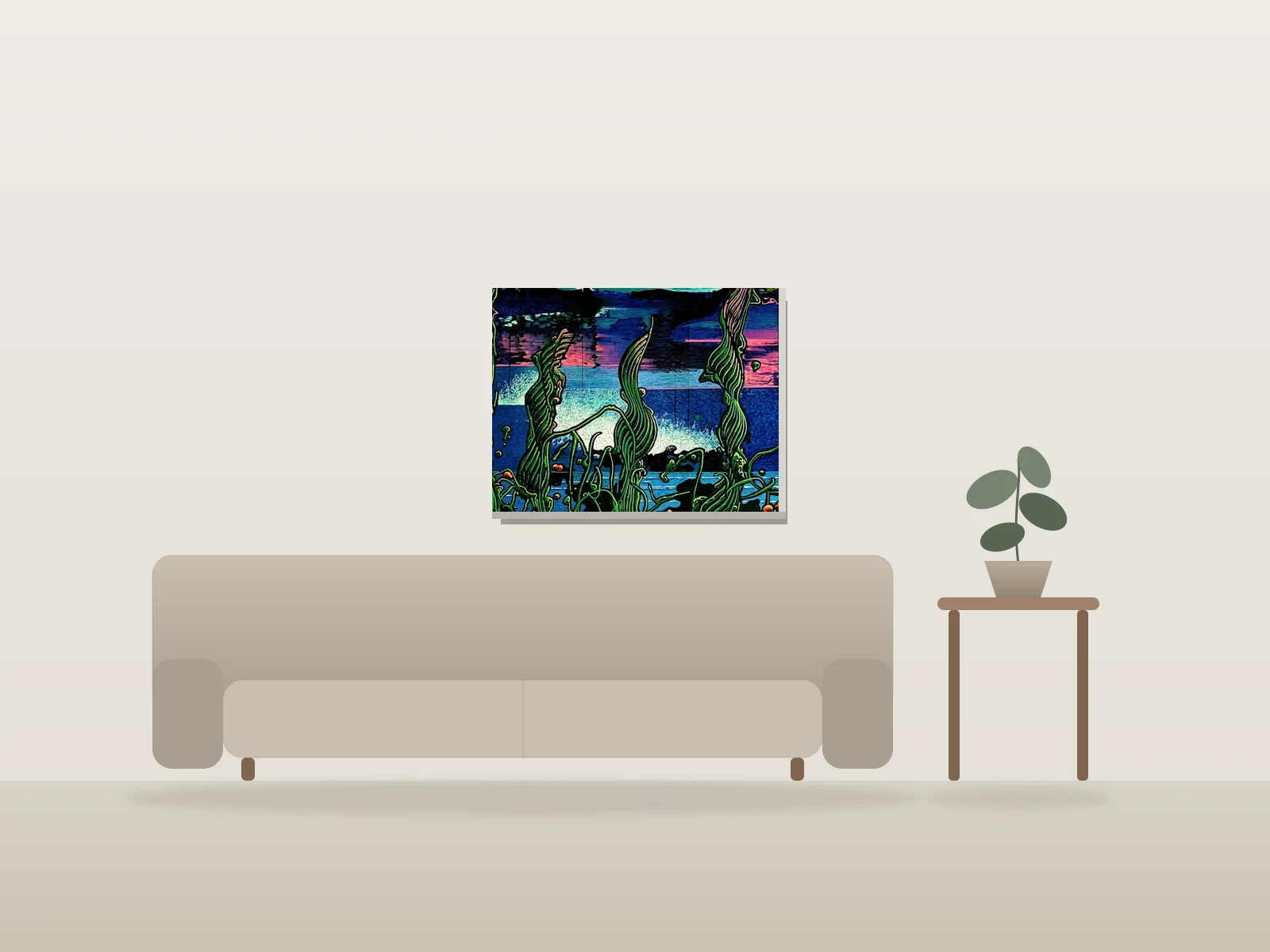 RHYTHM OF WILDERNESS #3 by Gregory Parker shown to scale in a room