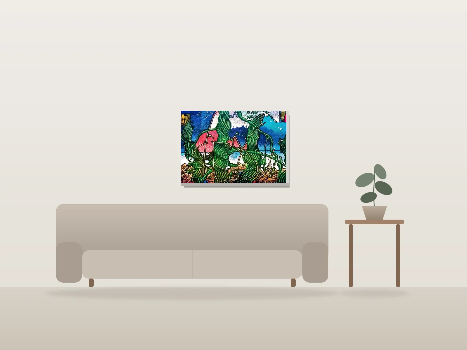 RHYTHM OF WILDERNESS #5 by Gregory Parker shown to scale in a room