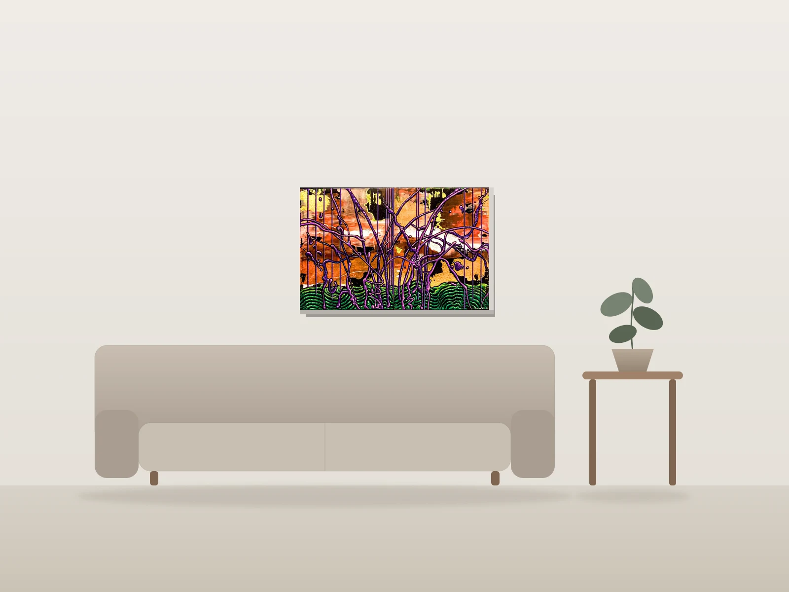 TALLGRASS #2 by Gregory Parker shown to scale in a room