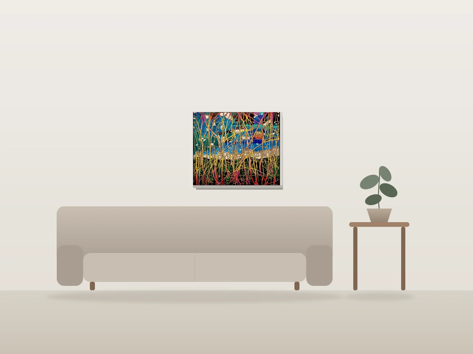 TALLGRASS #3 by Gregory Parker shown to scale in a room