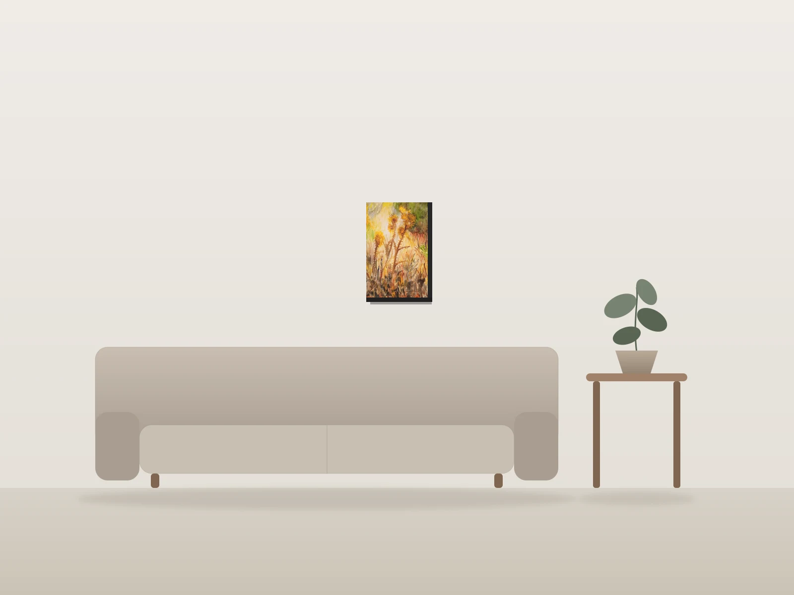 Me High by James Rose shown to scale in a room