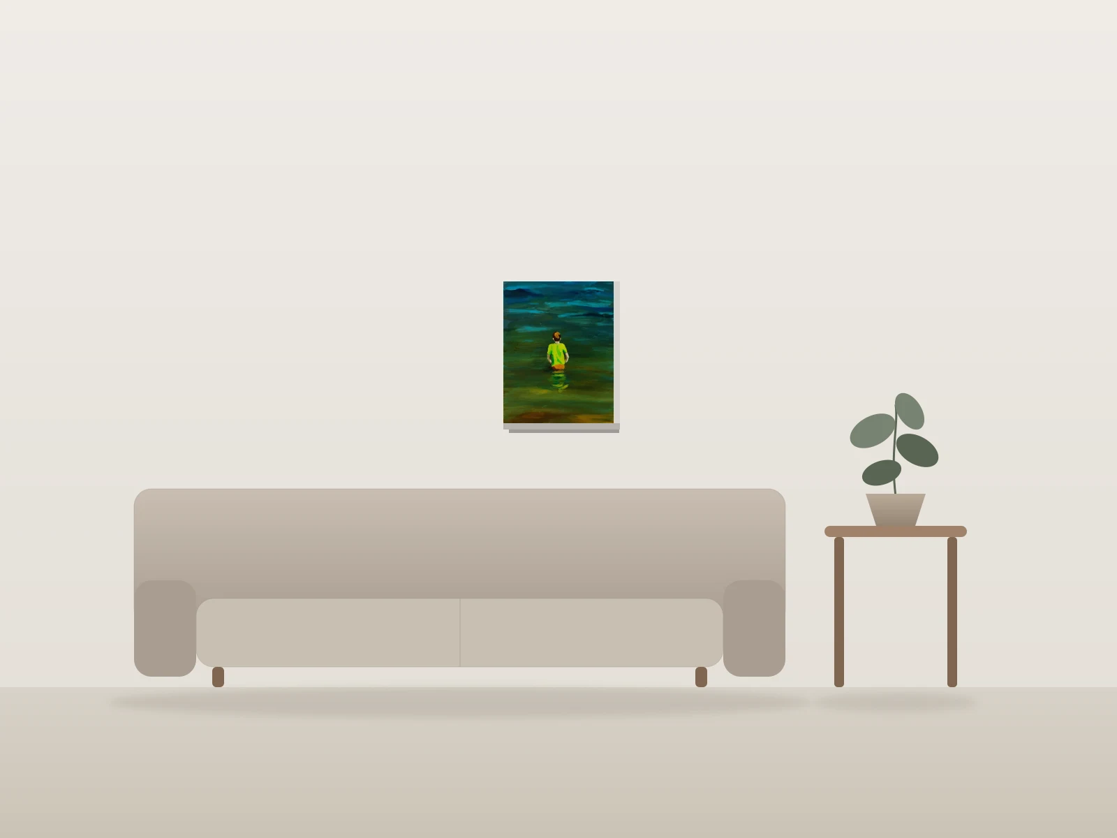 Looking Out by James Rose shown to scale in a room