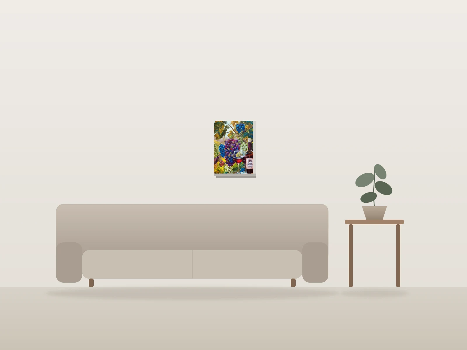 Les raisins by Jozet shown to scale in a room