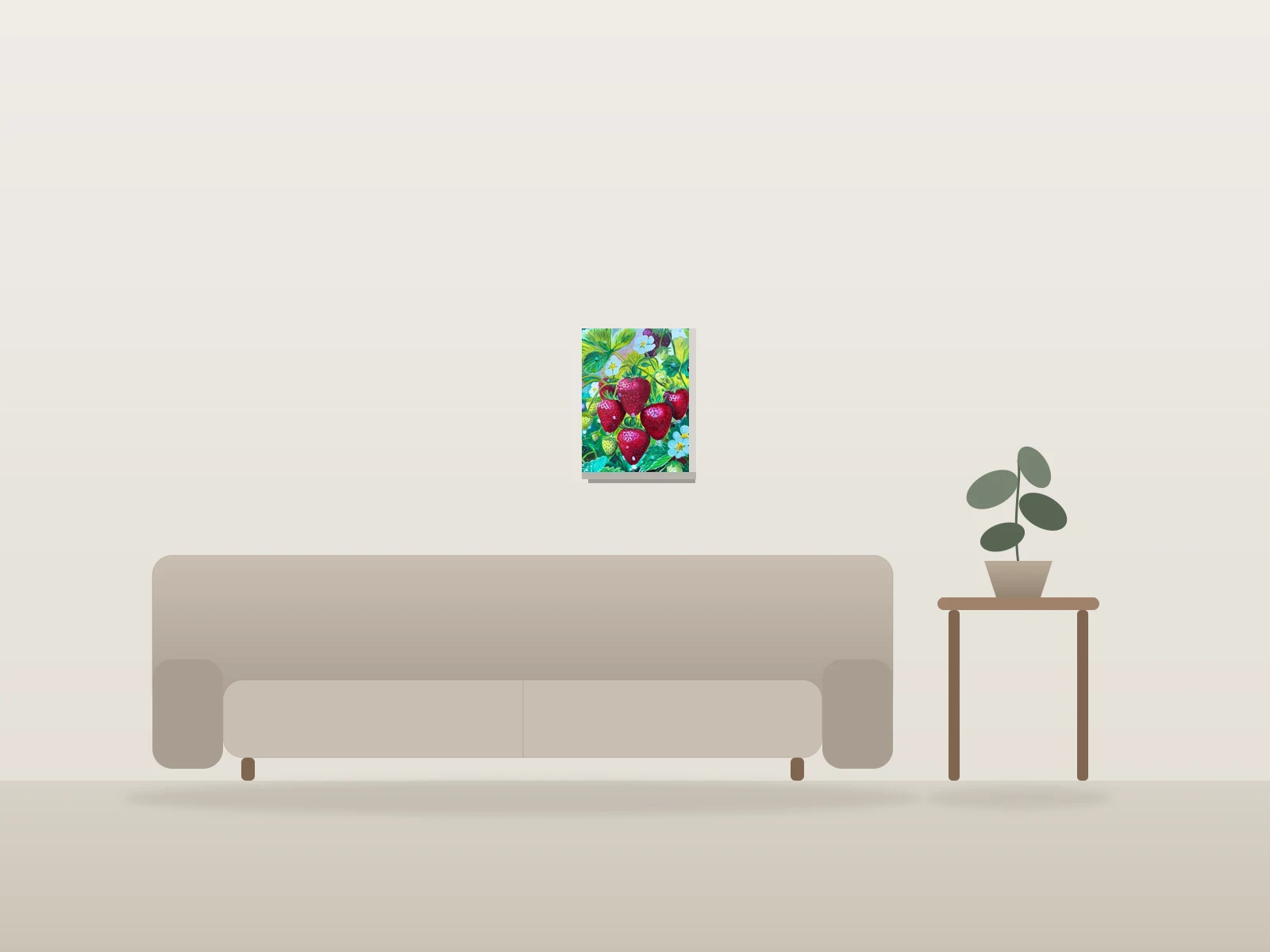 Les fraises by Jozet shown to scale in a room
