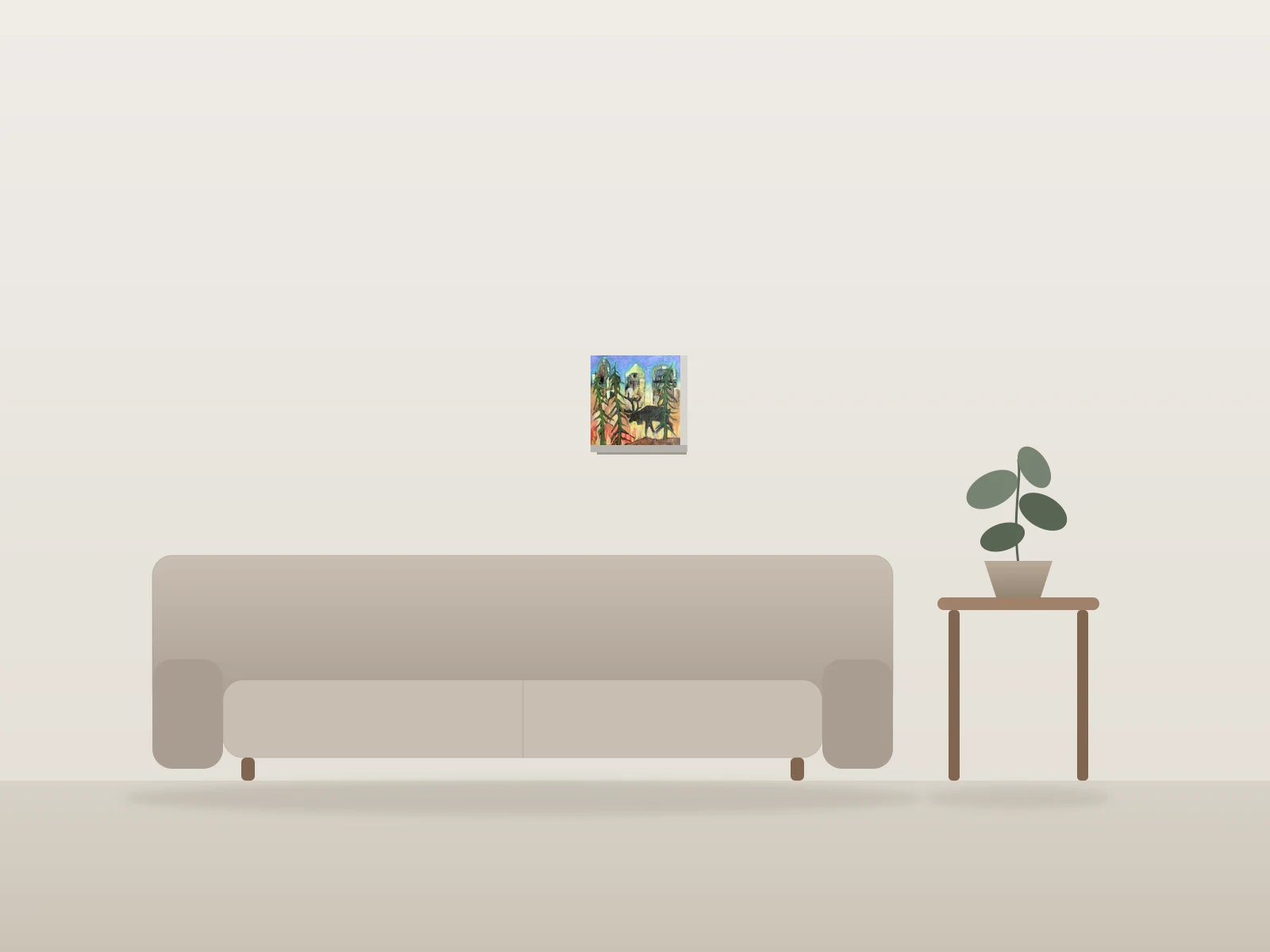 L'orignal en caval by Isa C artiste shown to scale in a room