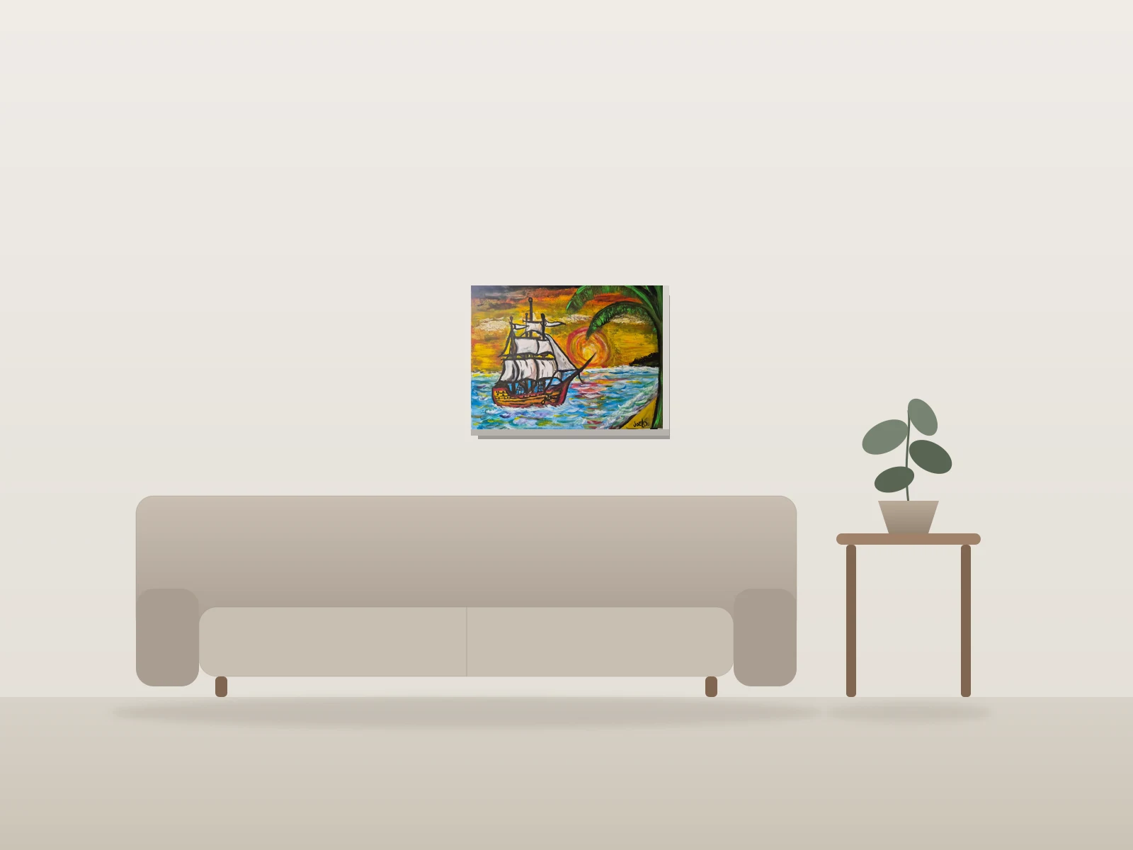 1943 Boriken by Joelo shown to scale in a room