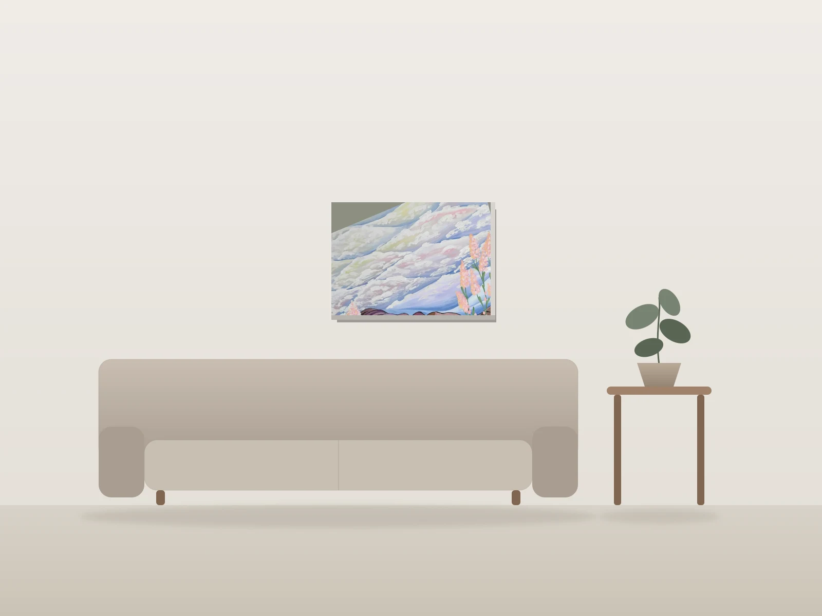 Aube Douce by Sk shown to scale in a room