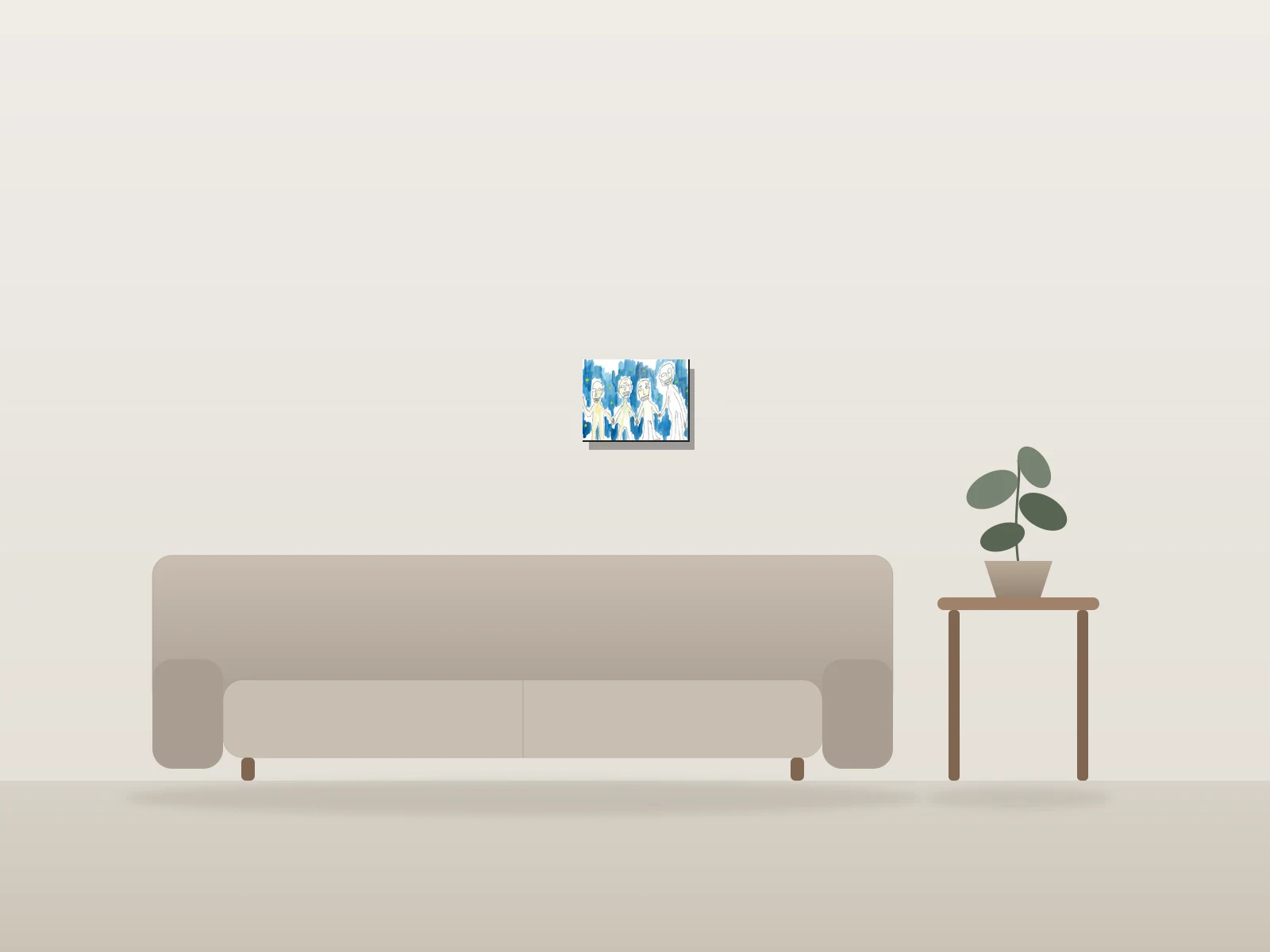Sans titre by Naqo shown to scale in a room