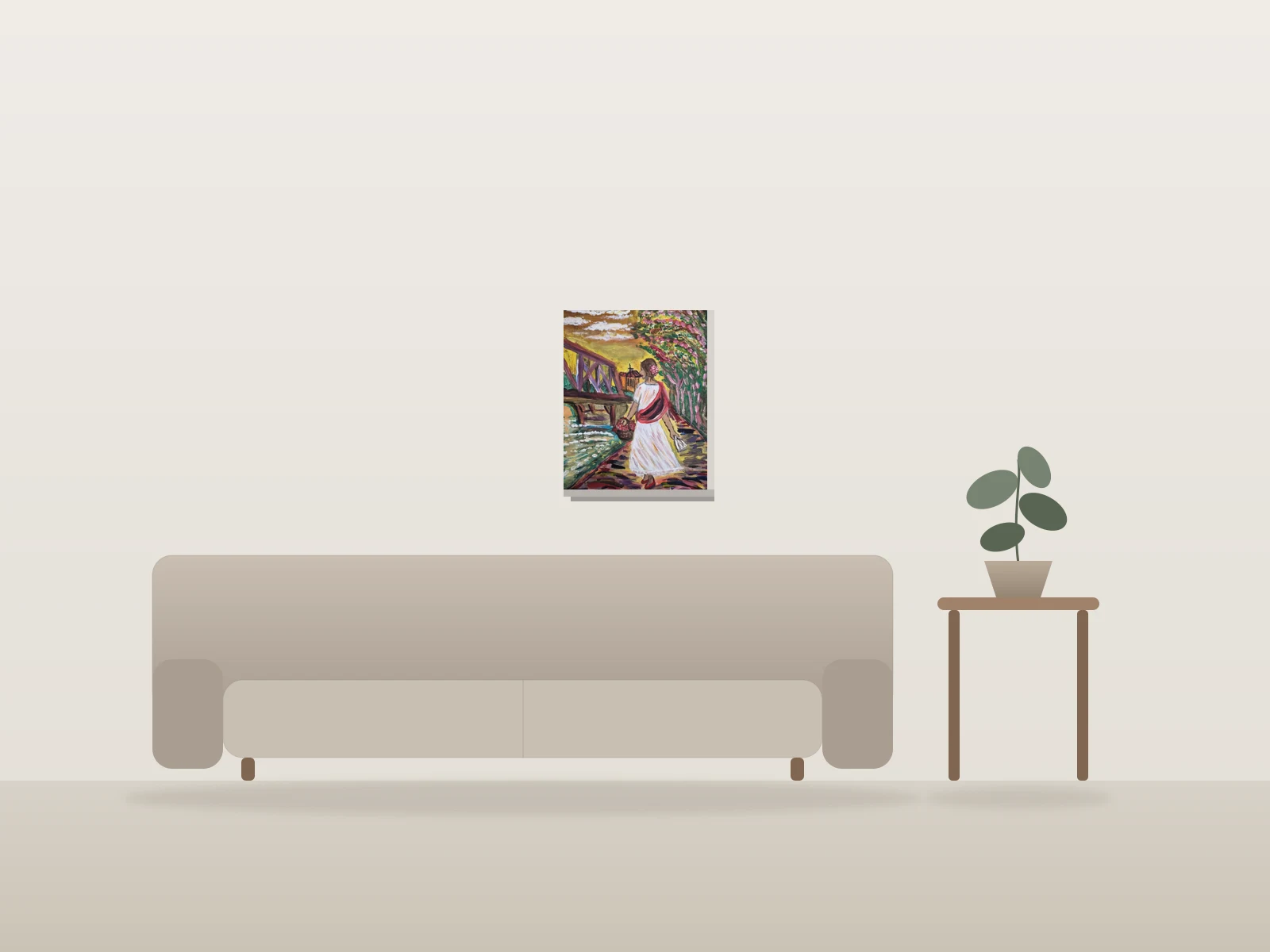 La flour du la Canela by Joelo shown to scale in a room