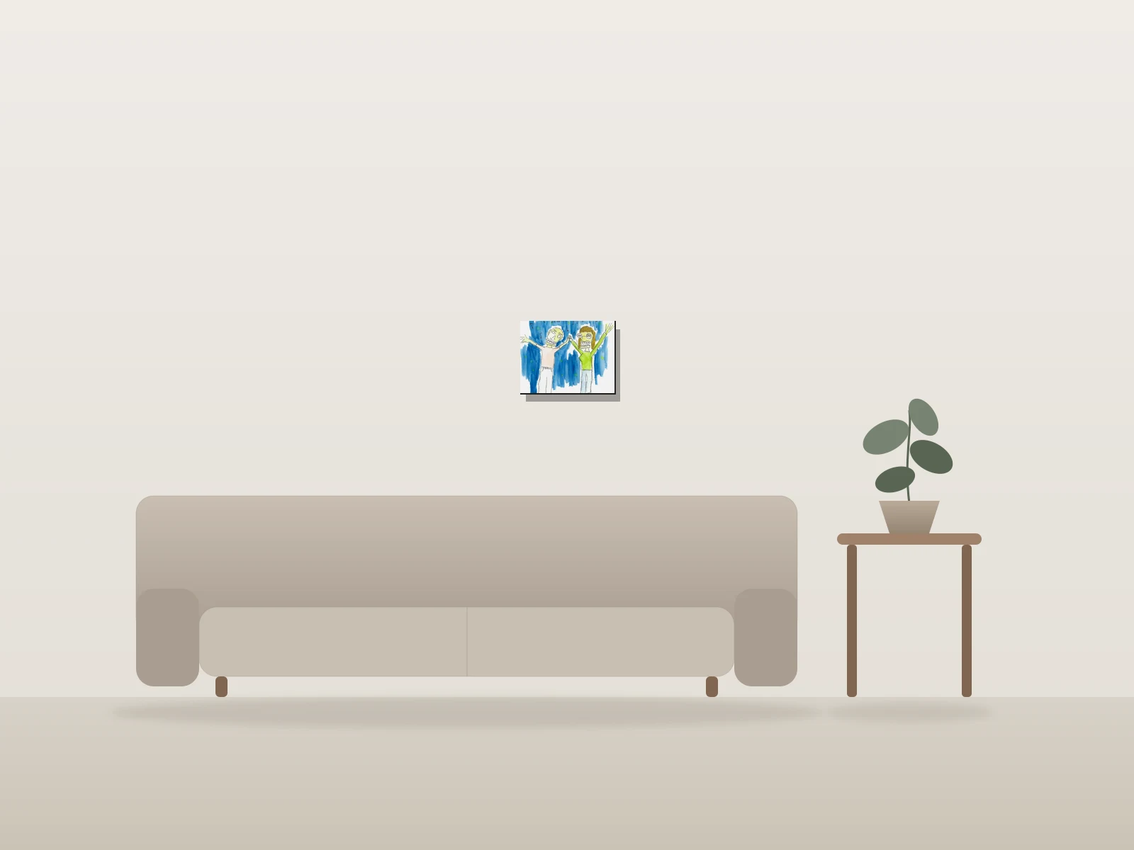 Sans titre by Naqo shown to scale in a room