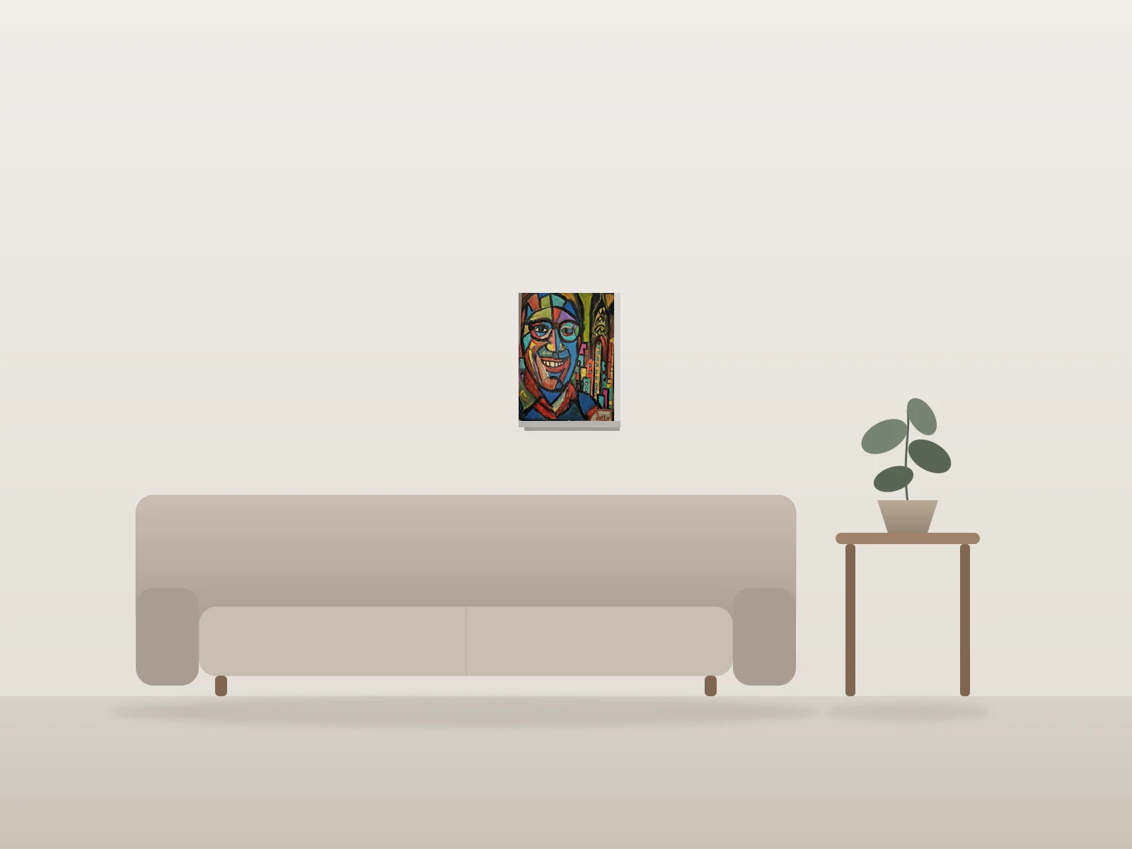 Moi by Joelo shown to scale in a room