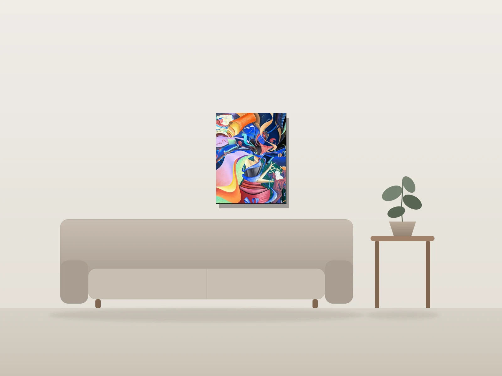 Le Monstre du papier cadeau by Jérémy Pastel shown to scale in a room