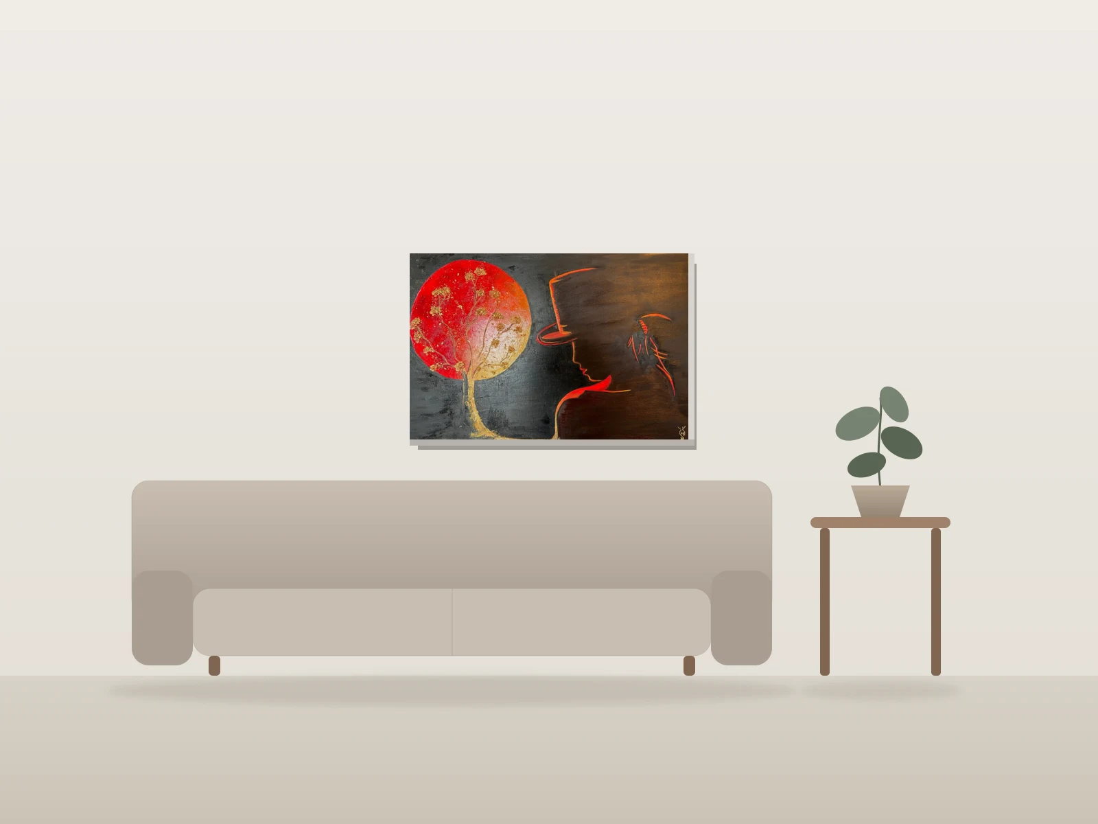 Vivre by Rosyarts shown to scale in a room